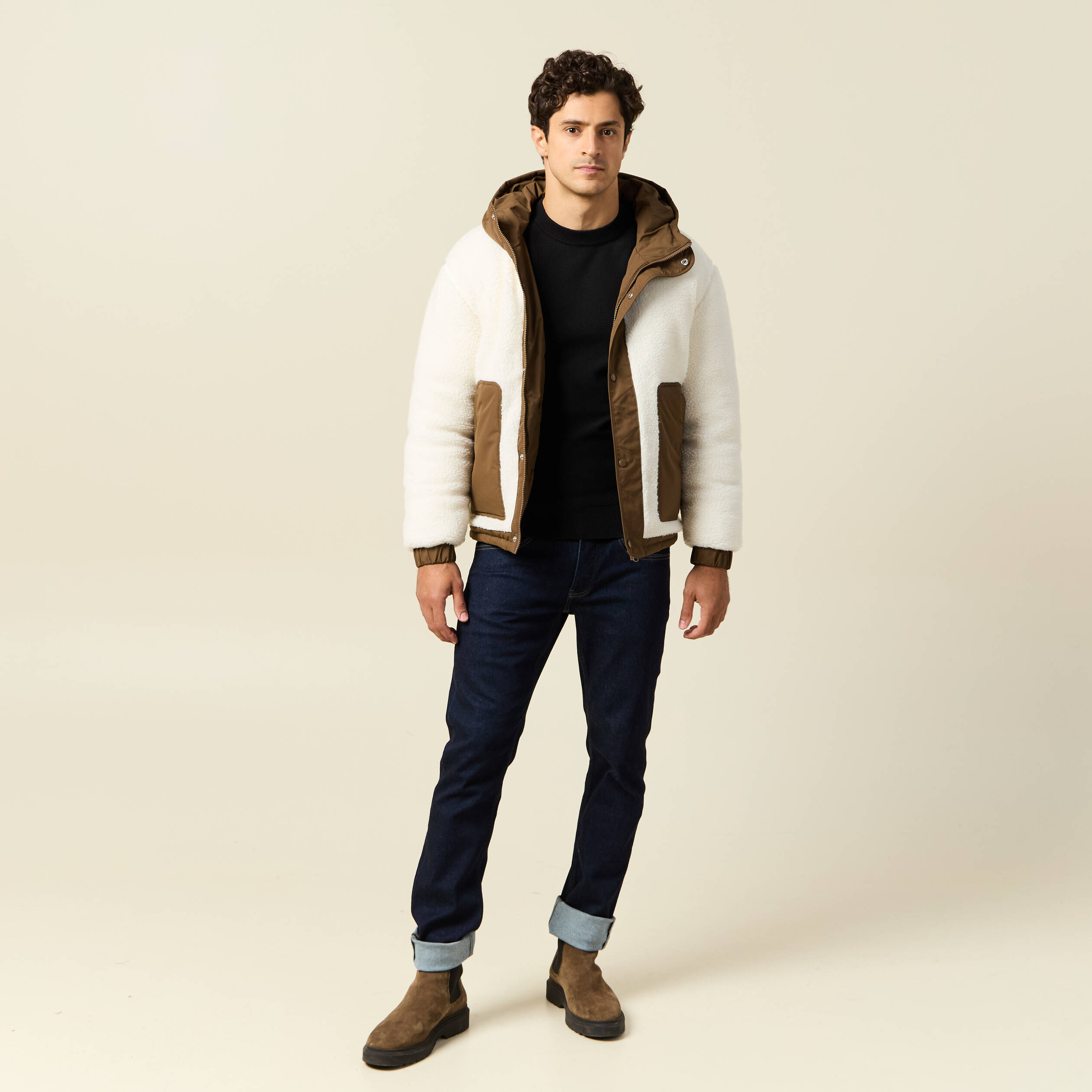 Pull Homme IZOD Col Rond - Noir, Manches Longues, Taille M - Neuf Avec étiquettes