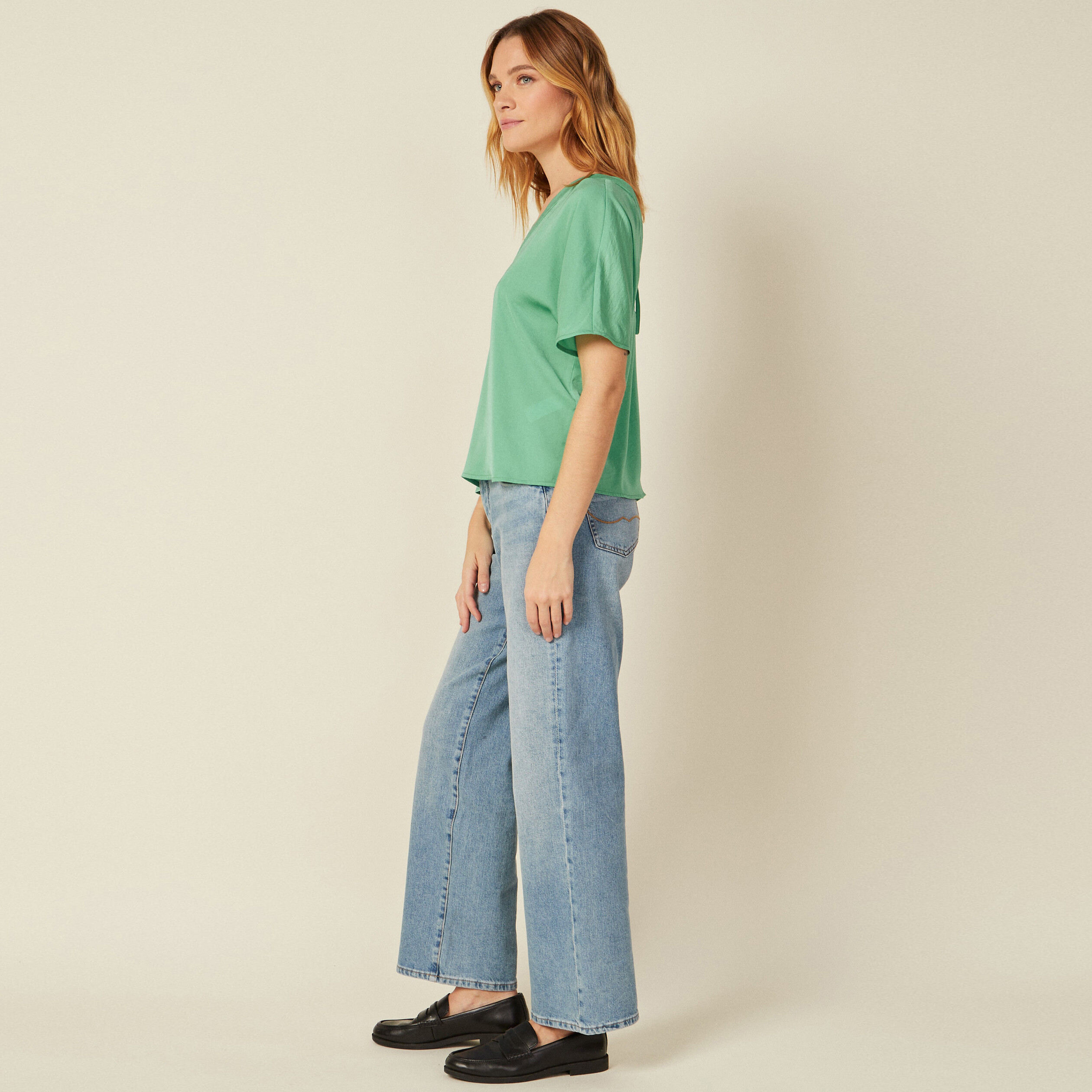 Blouse manches courtes vert menthe femme