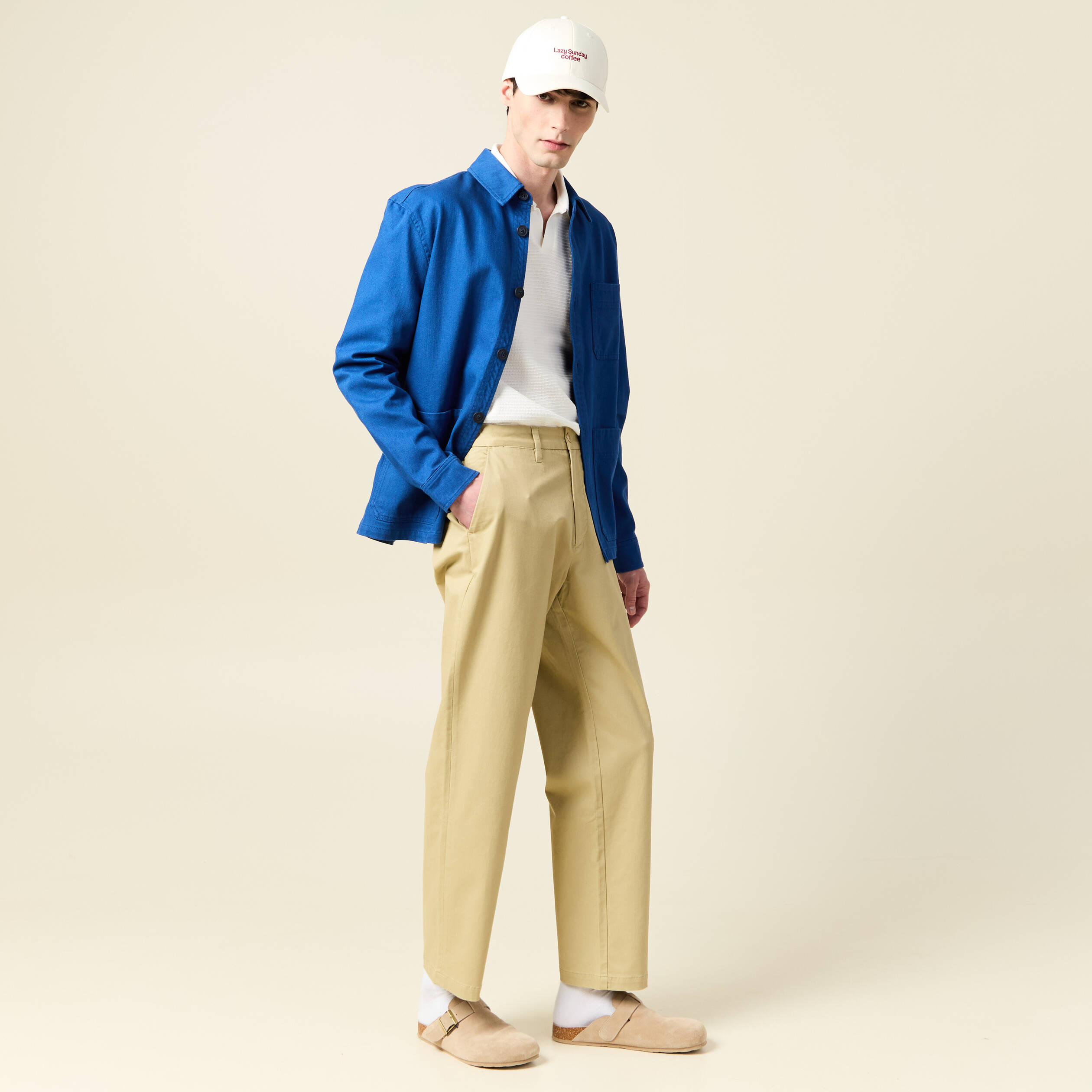 Polo manches courtes en coton ecru homme