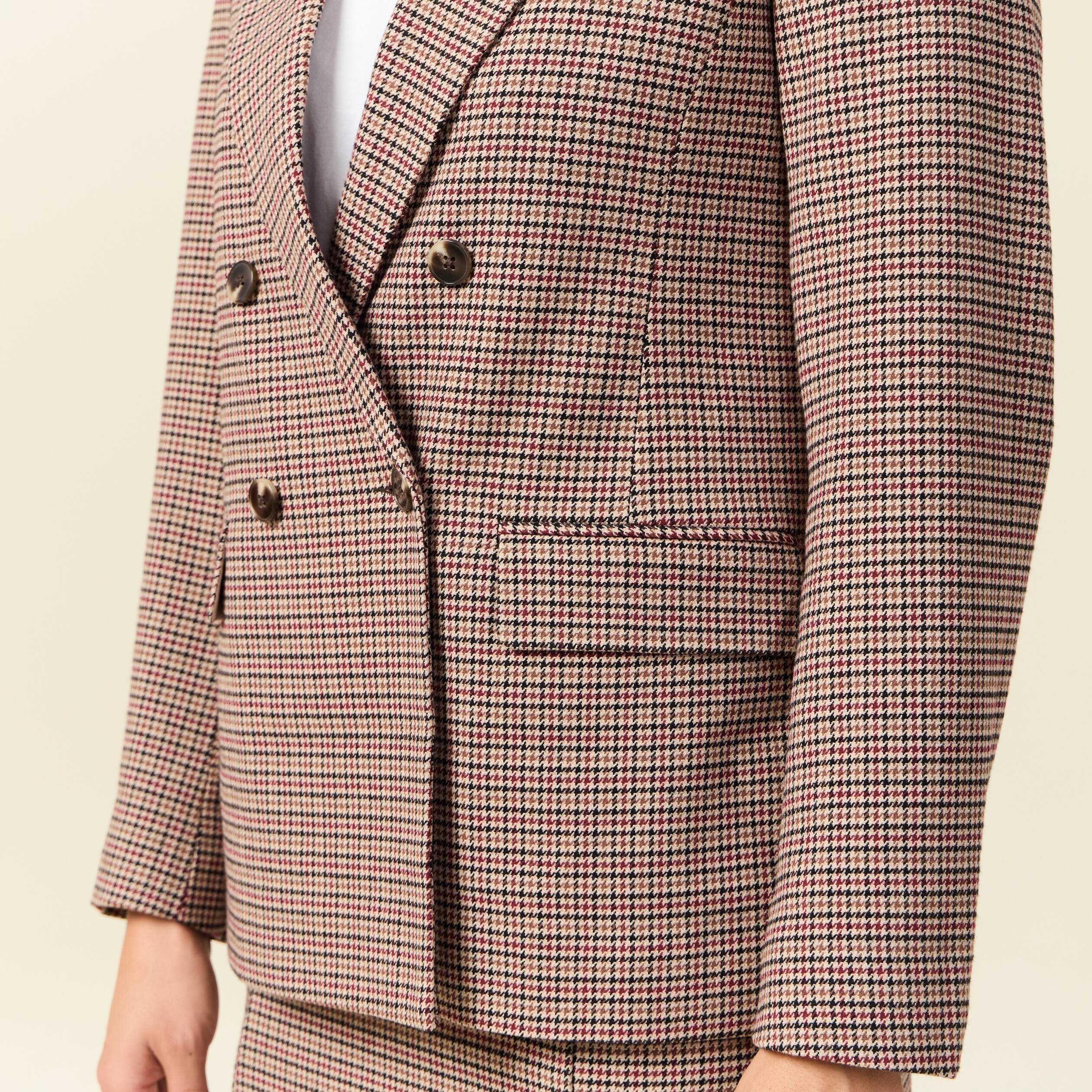 Veste blazer double boutonnage beige femme | Vibs