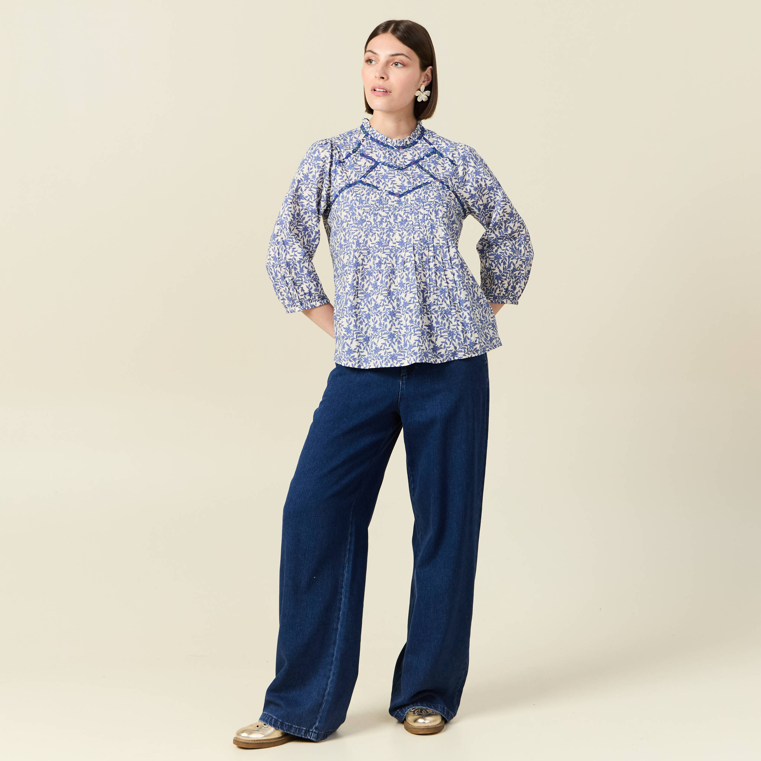 Blouse manches 3/4 blanc femme