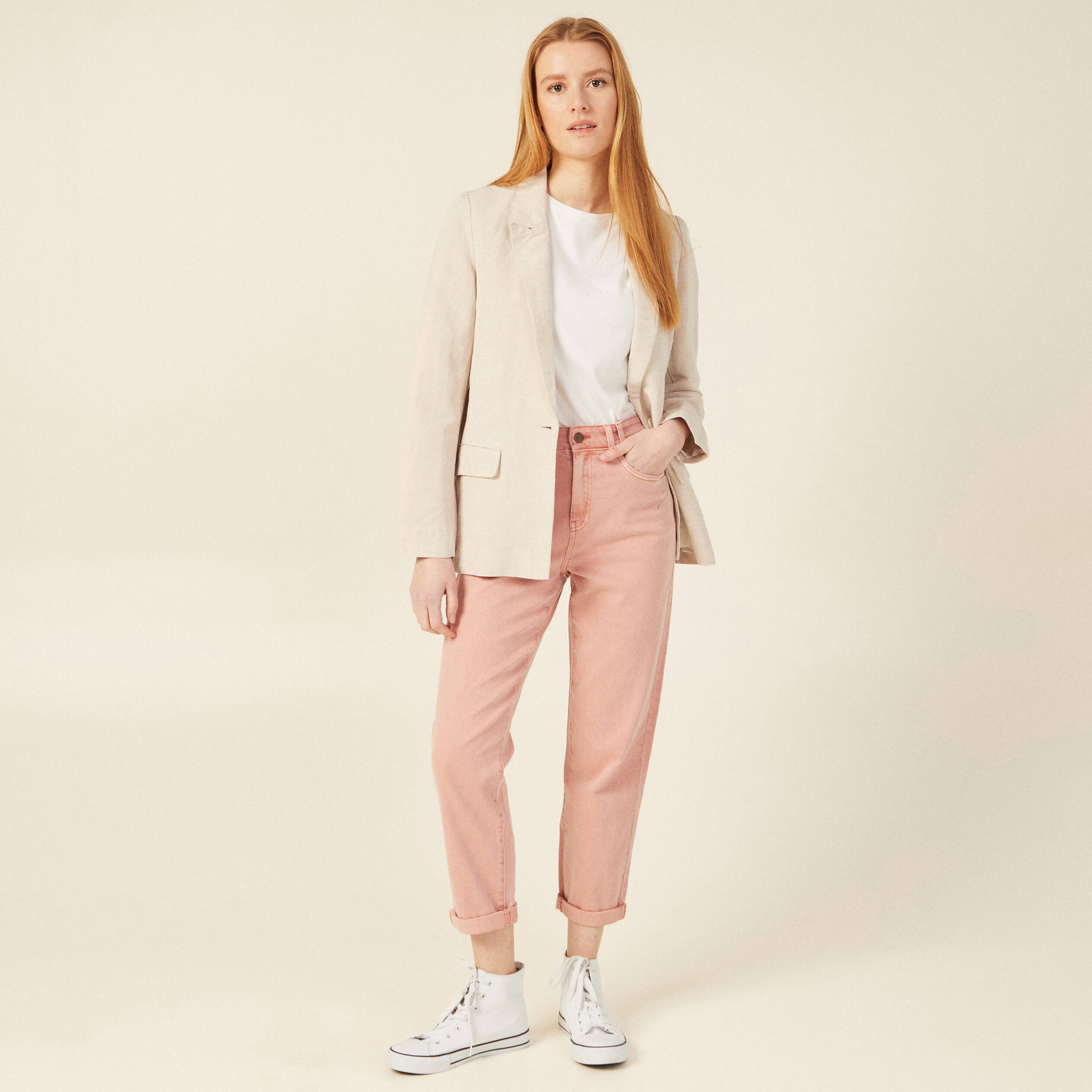 jeans boyfriend 78eme rouge clair femme Jeans boyfriend 7/8ème rouge clair femme