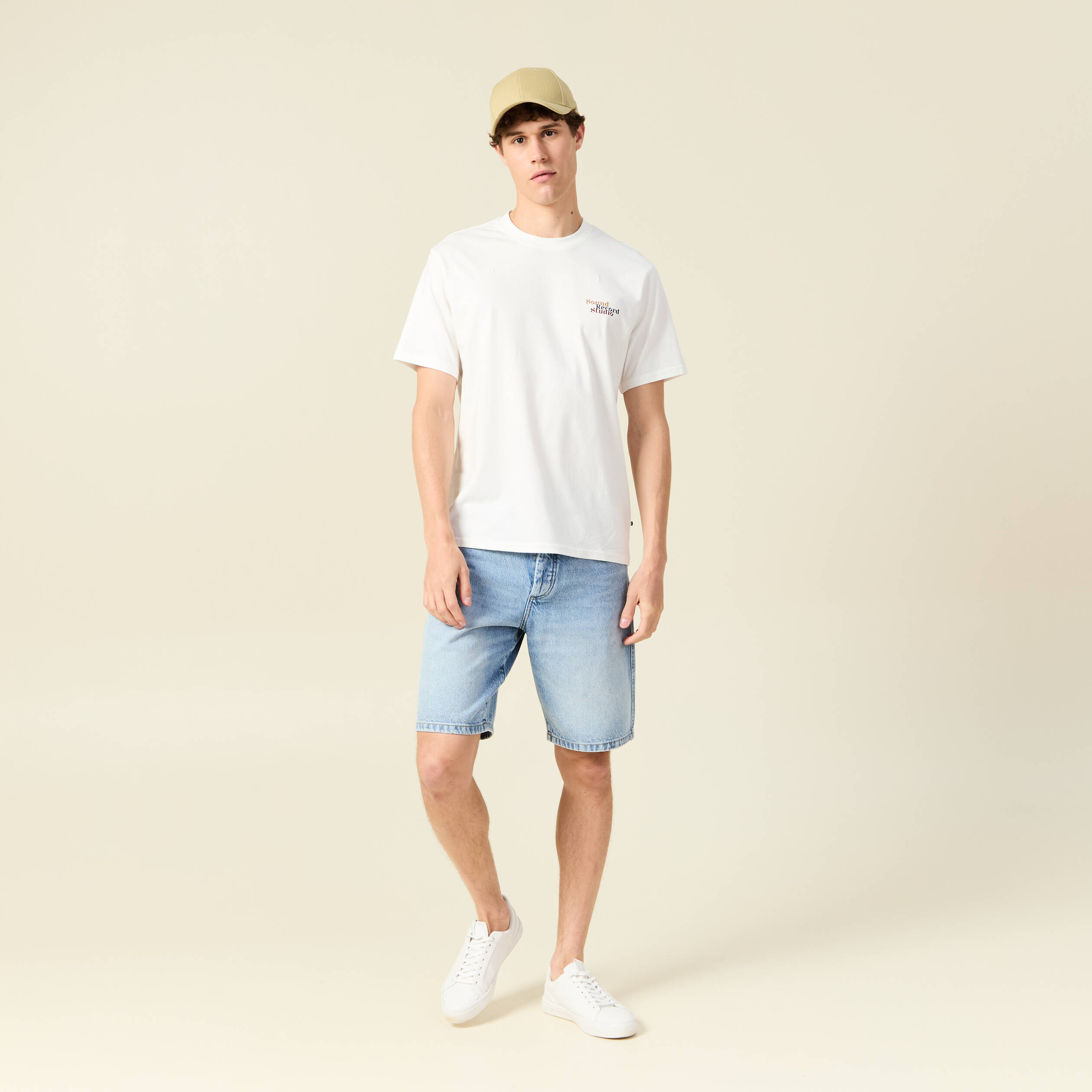 T-shirt en coton manches courtes ecru homme
