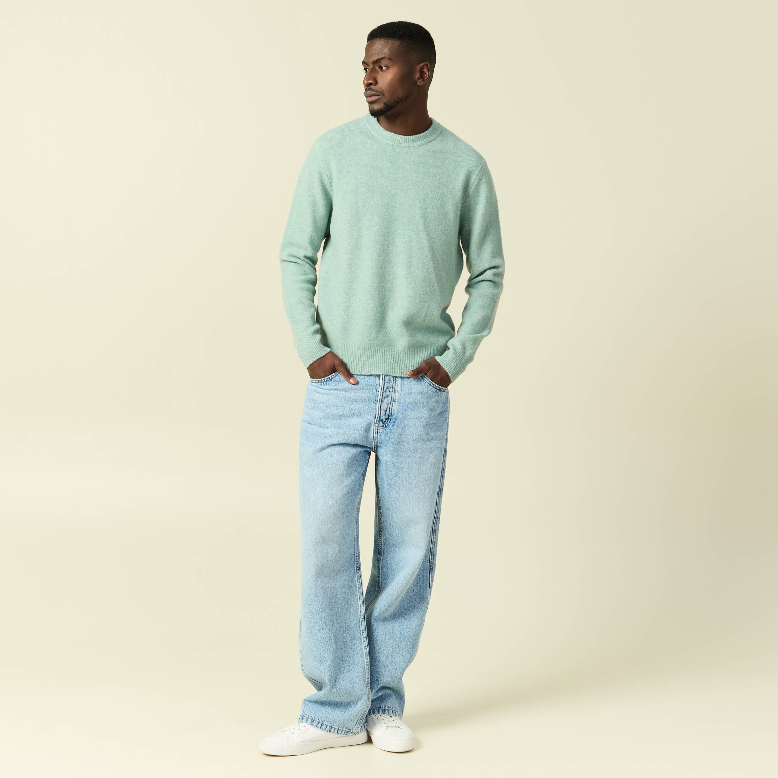 T-shirt Polaire Homme - Vert - Manches Longues - Taille M - Coton - Occasion