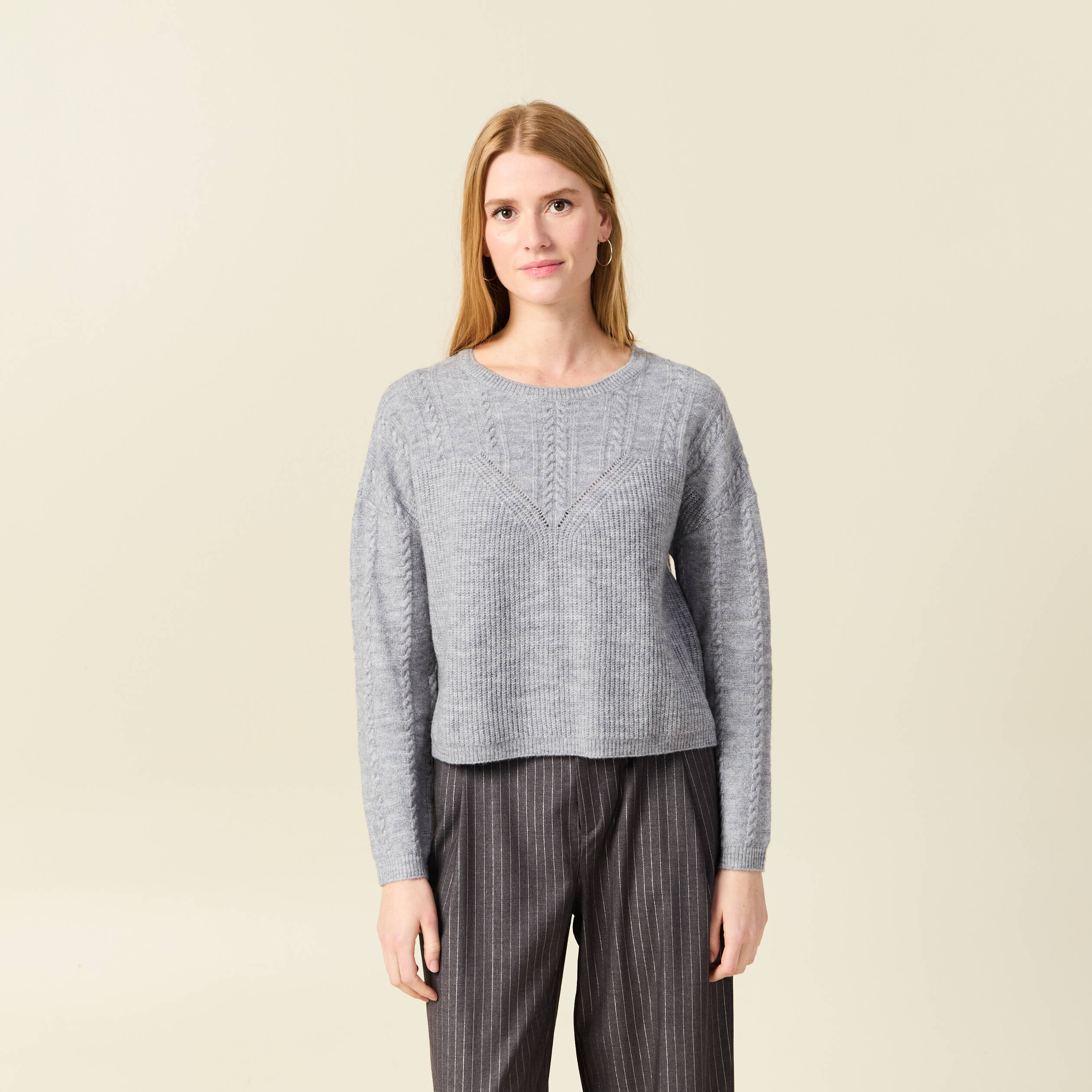 pull manches longues gris clair femme Pull manches longues gris clair femme