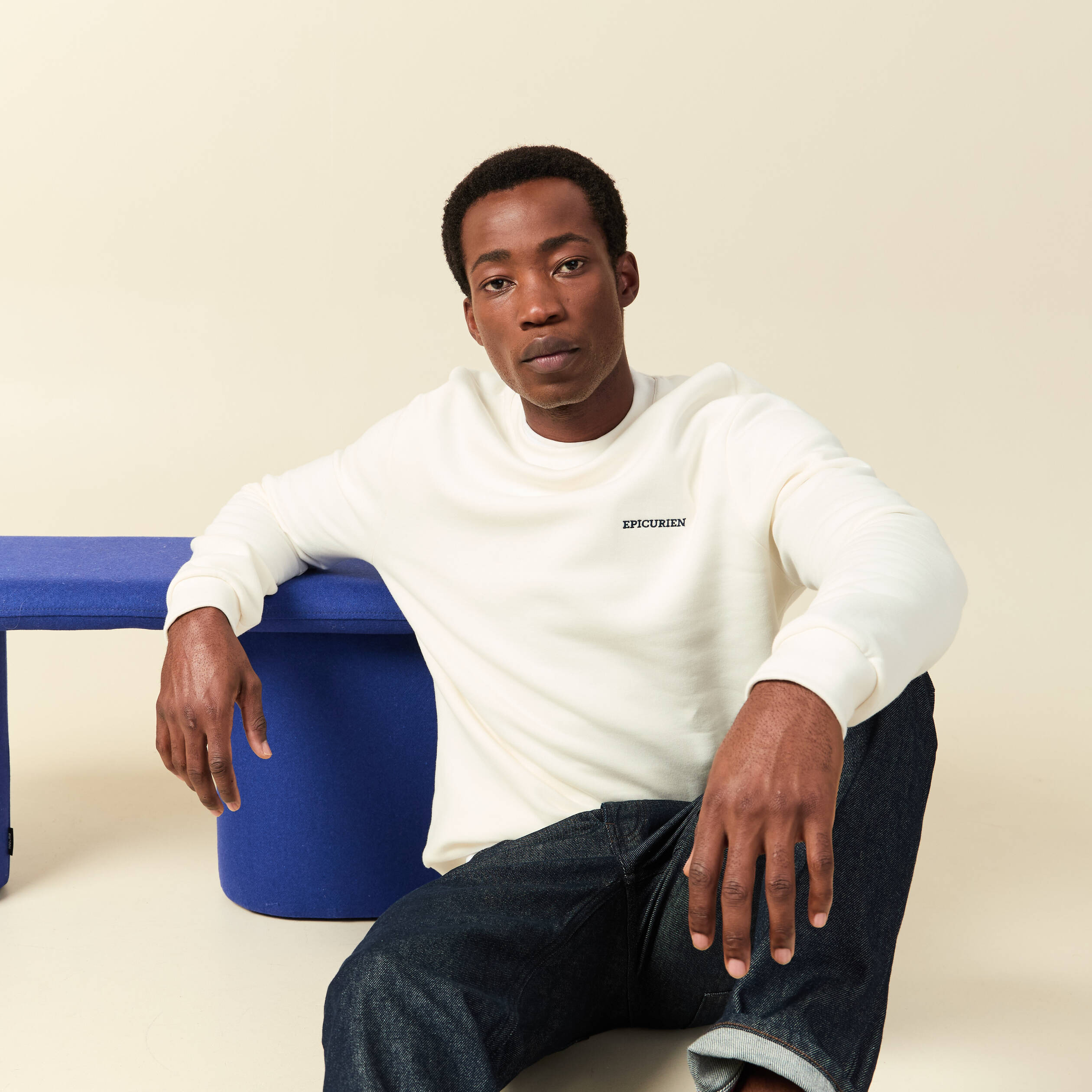 Sweat manches longues ecru homme