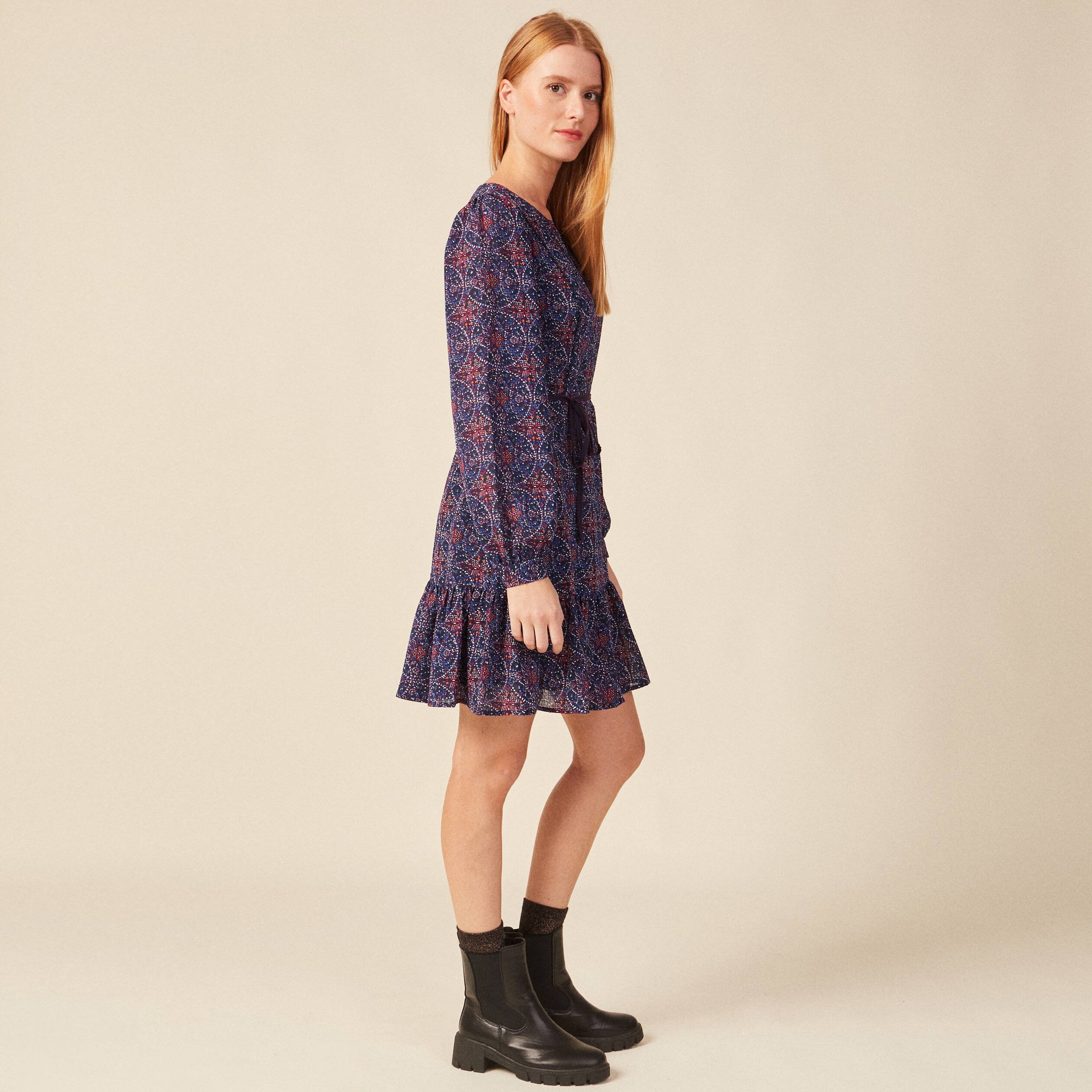 robe patineuse eco responsable bleu marine femme Robe patineuse éco-responsable bleu marine femme