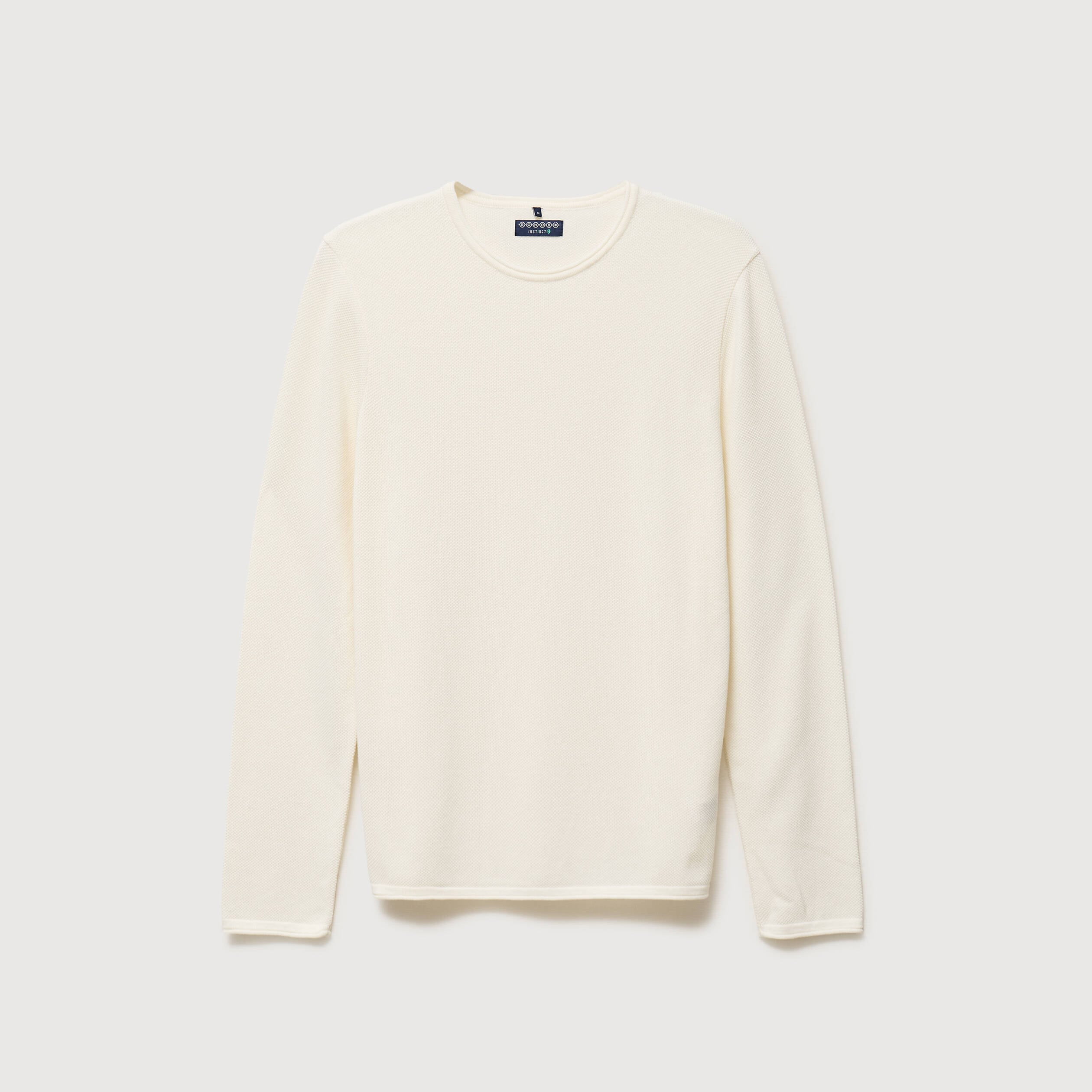 Pull col rond manches longues ecru homme