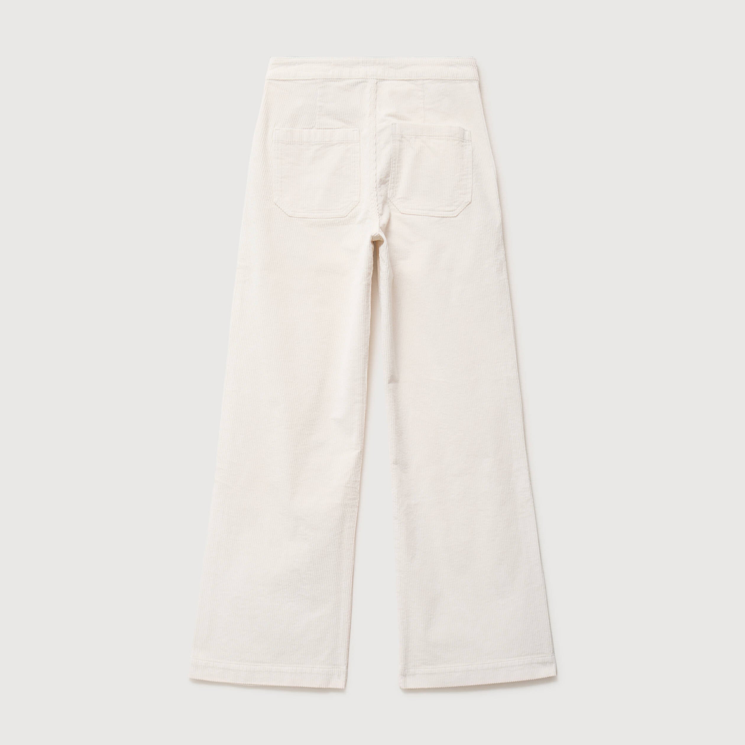 Pantalon large taille haute en velours ivoire femme