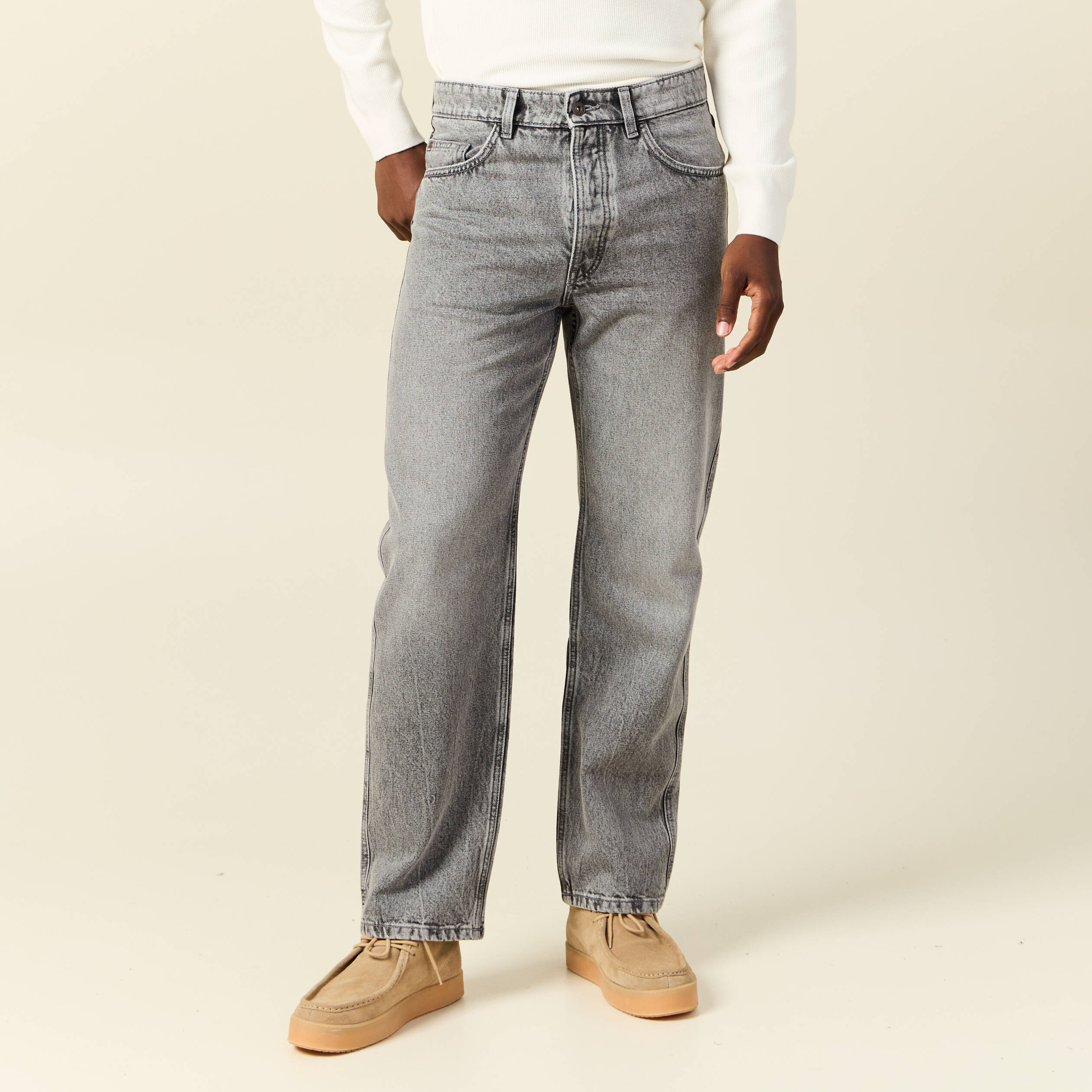 jeans relax 5 poches denim gris homme Jeans relax 5 poches denim gris homme