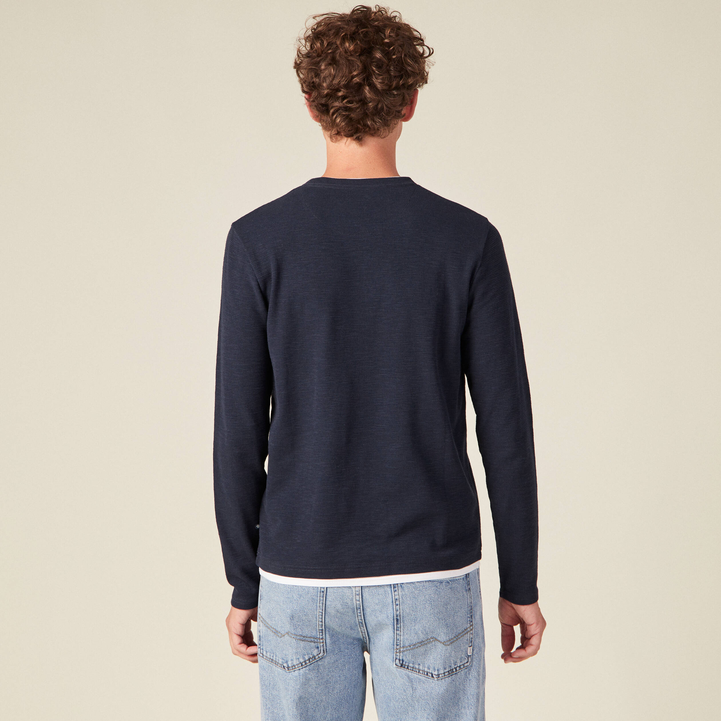 T-shirt manches longues bleu marine homme