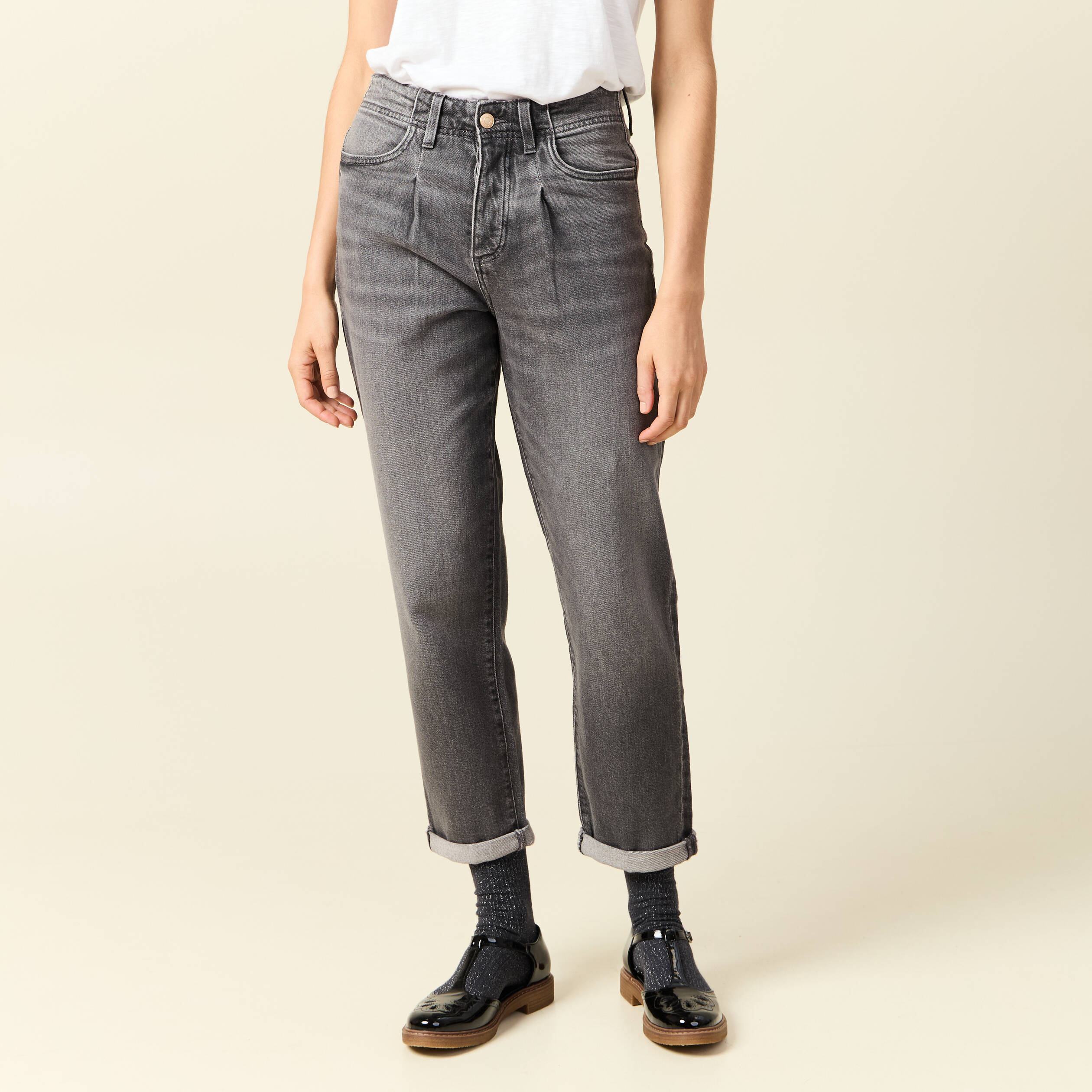 Womens Jeans Bonobo Jean Noir Mom Pantalon Mom Taille Haute