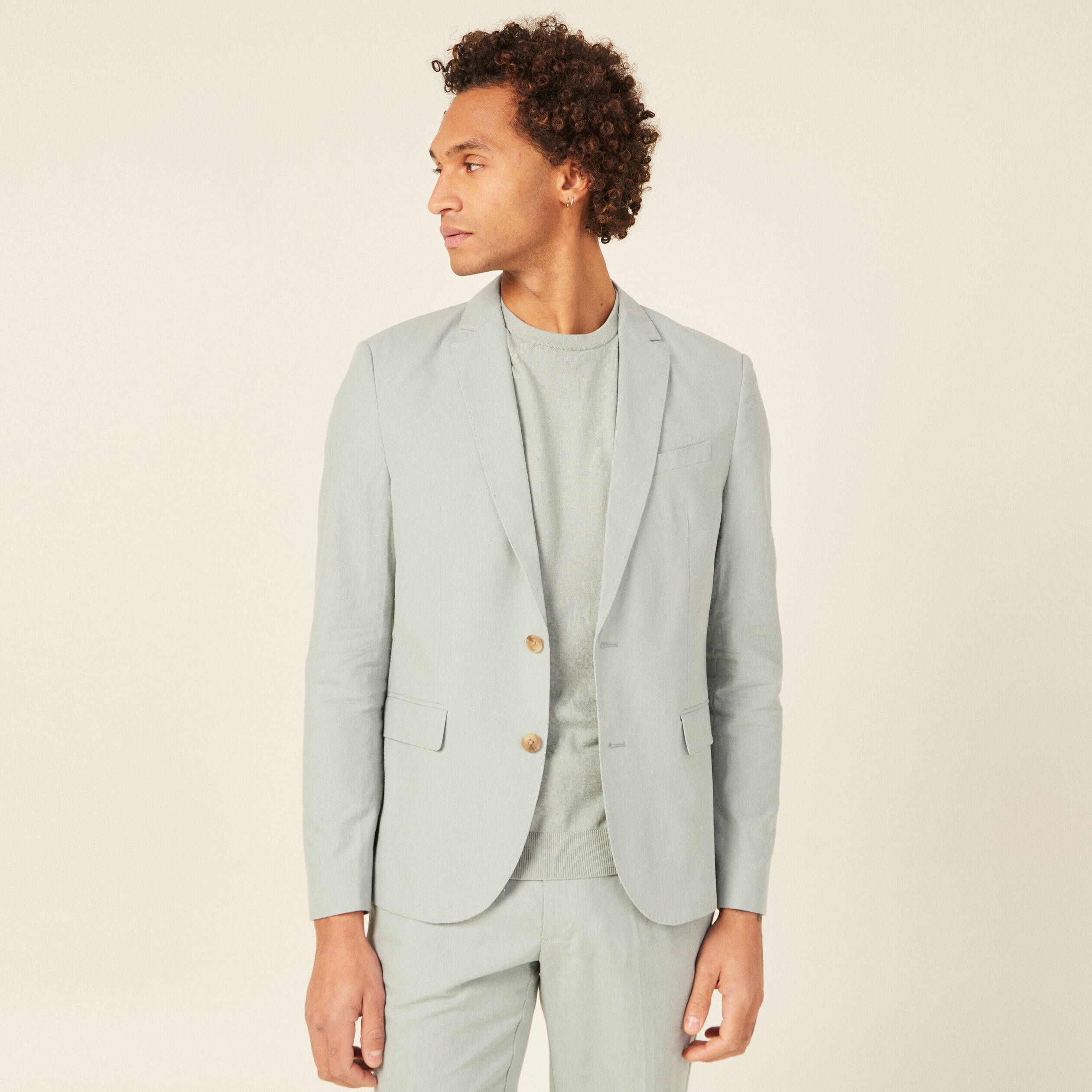 Veste blazer boutonnée bleu gris homme