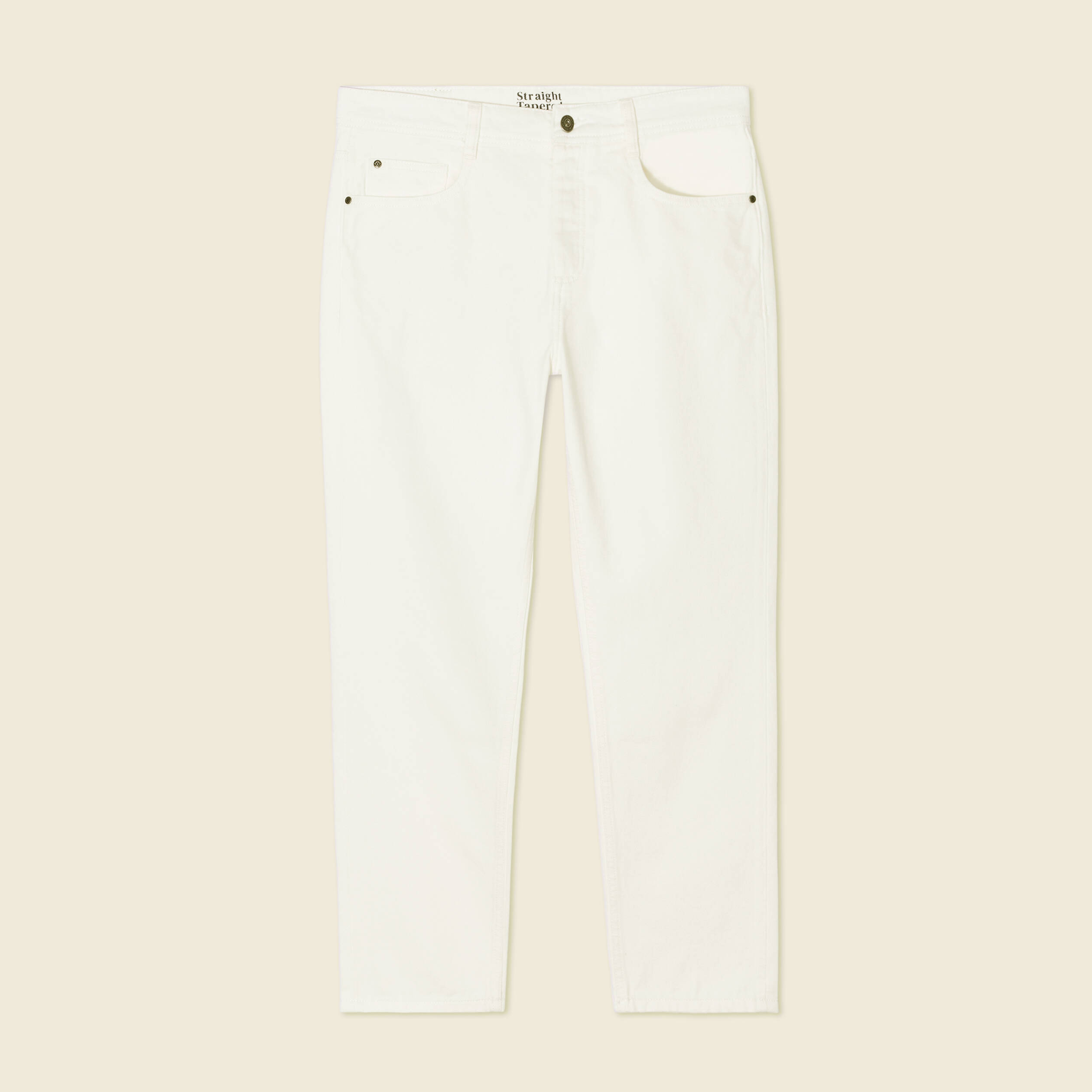 Jeans straight tapered denim blanc homme