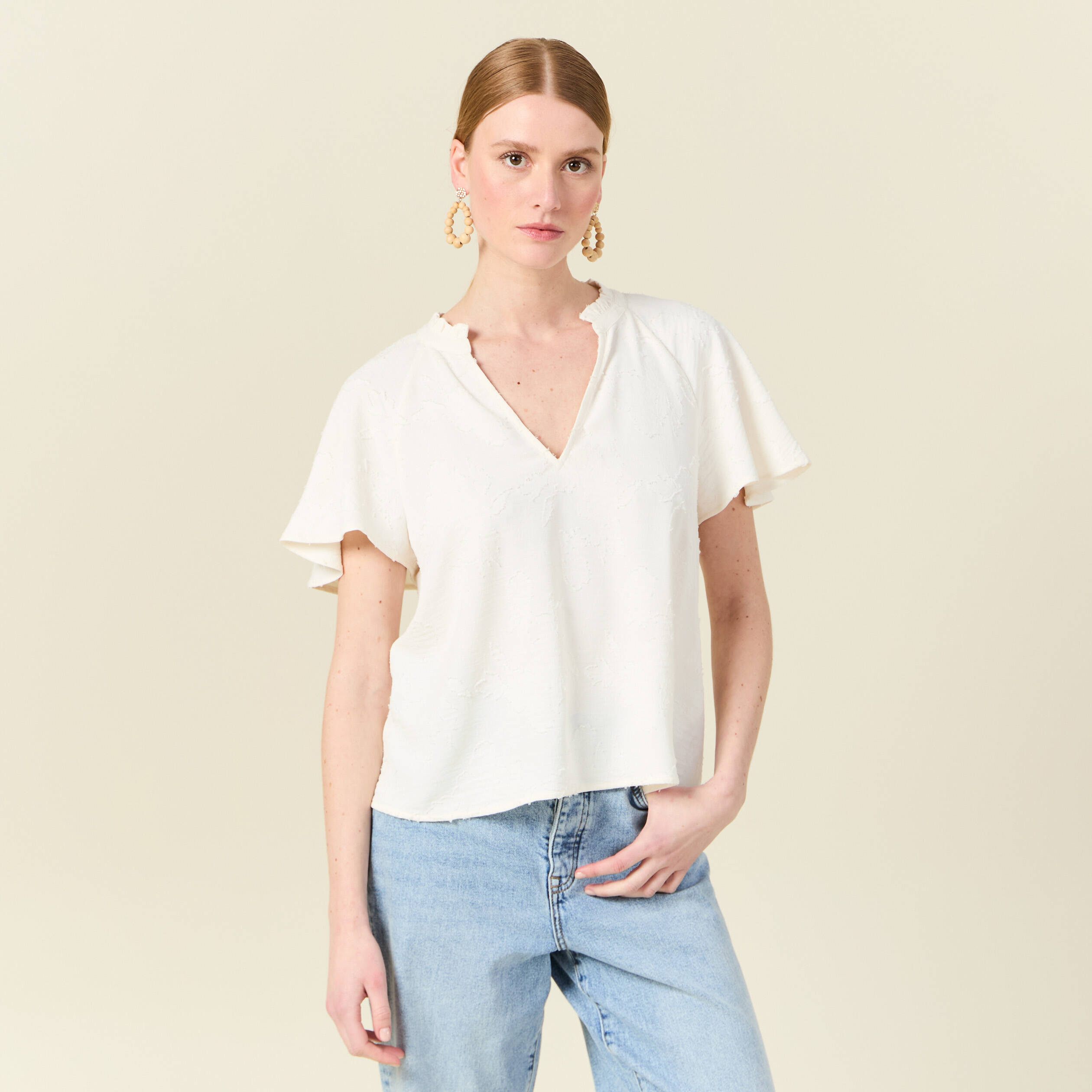 Blouse manches courtes blanc femme