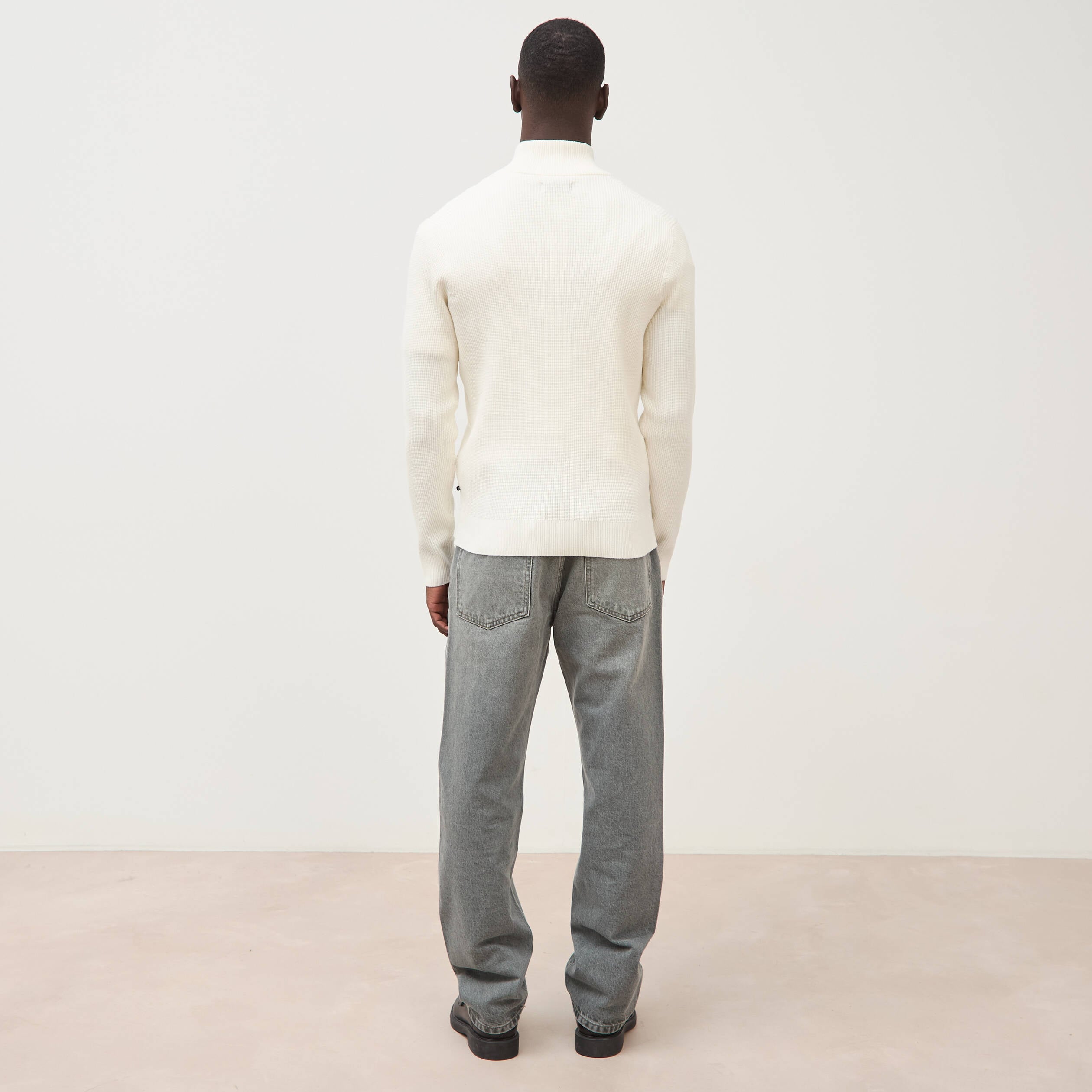 Pull col camionneur ecru homme