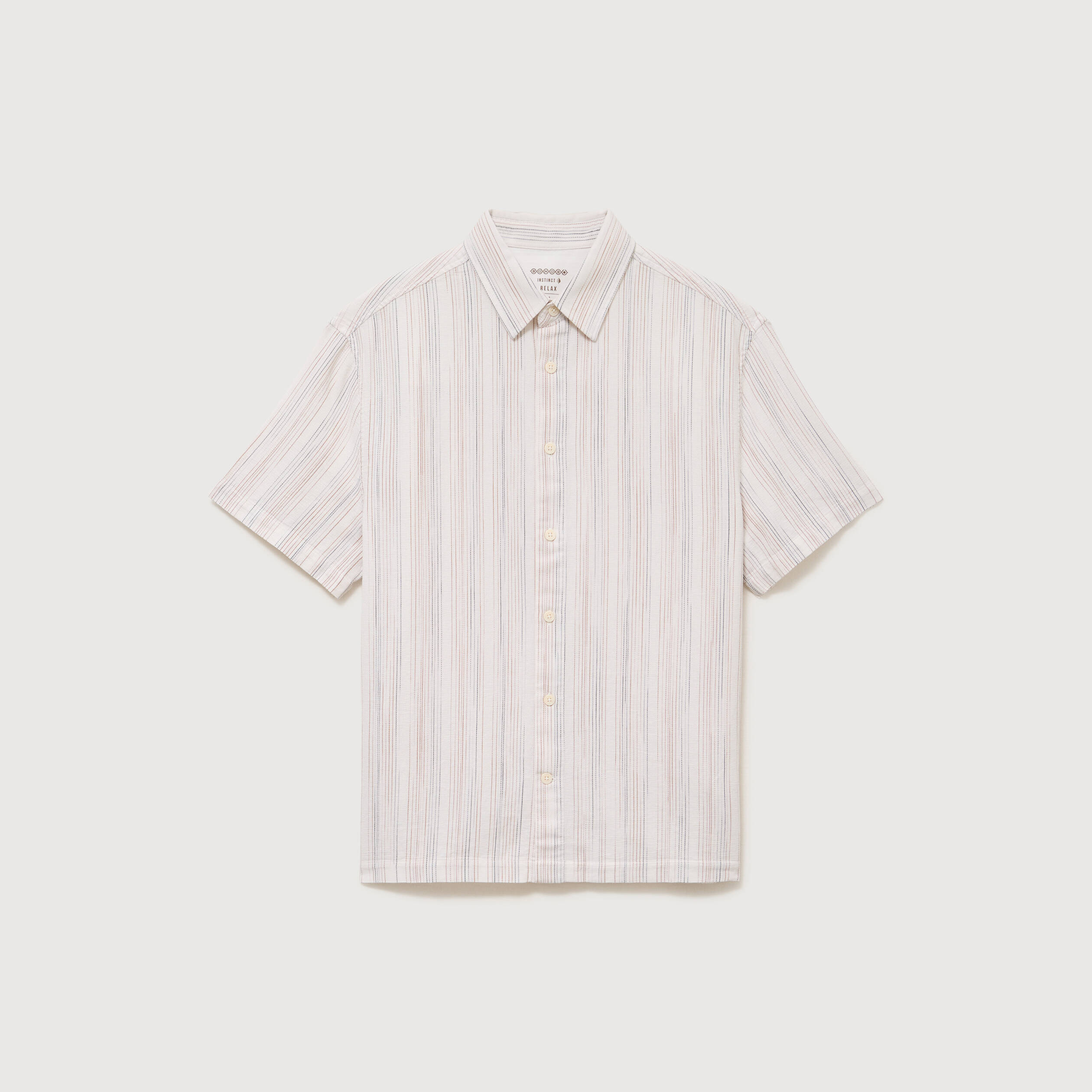Col en maille coton manches courtes ecru homme