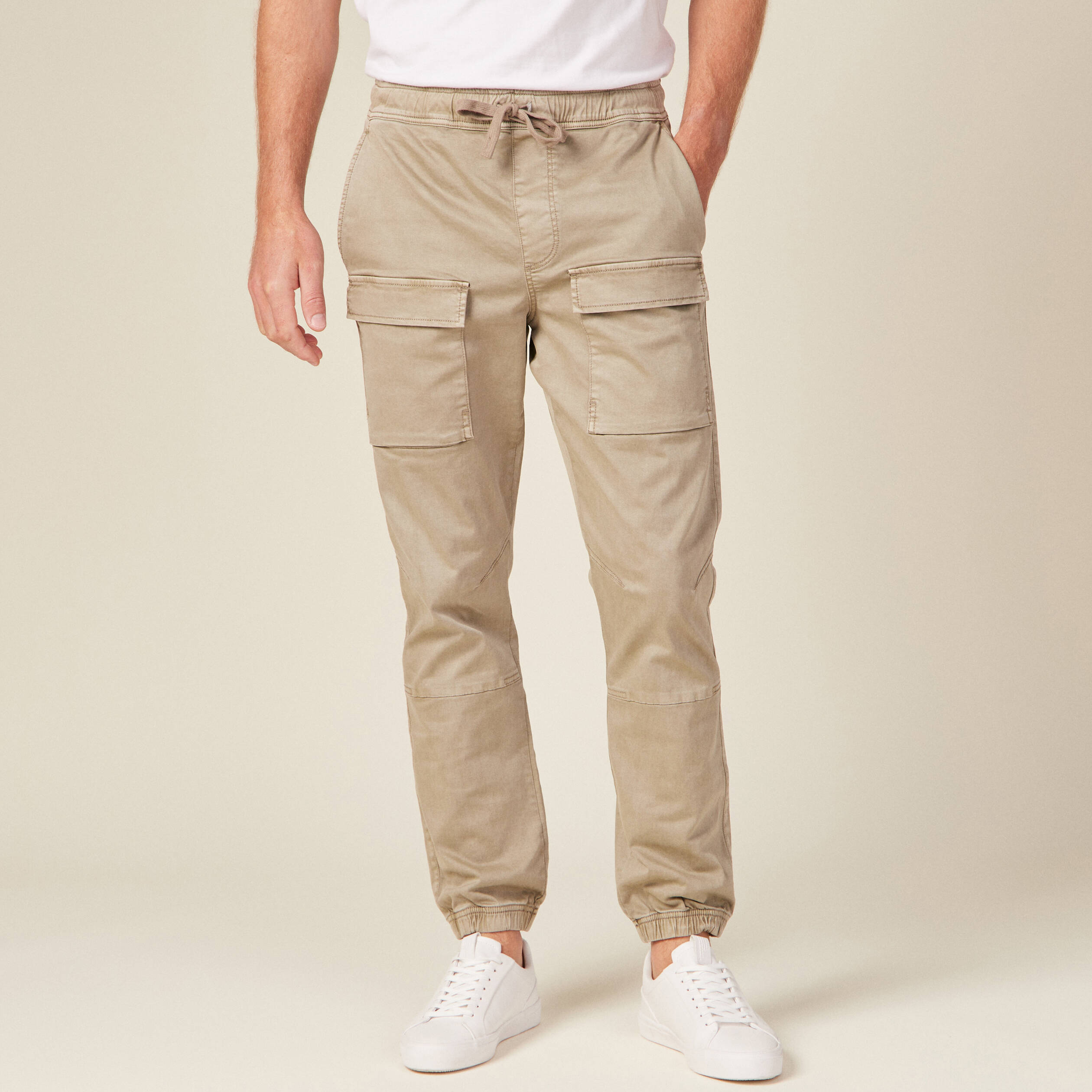 Pantalon battle élastiqué vert kaki homme