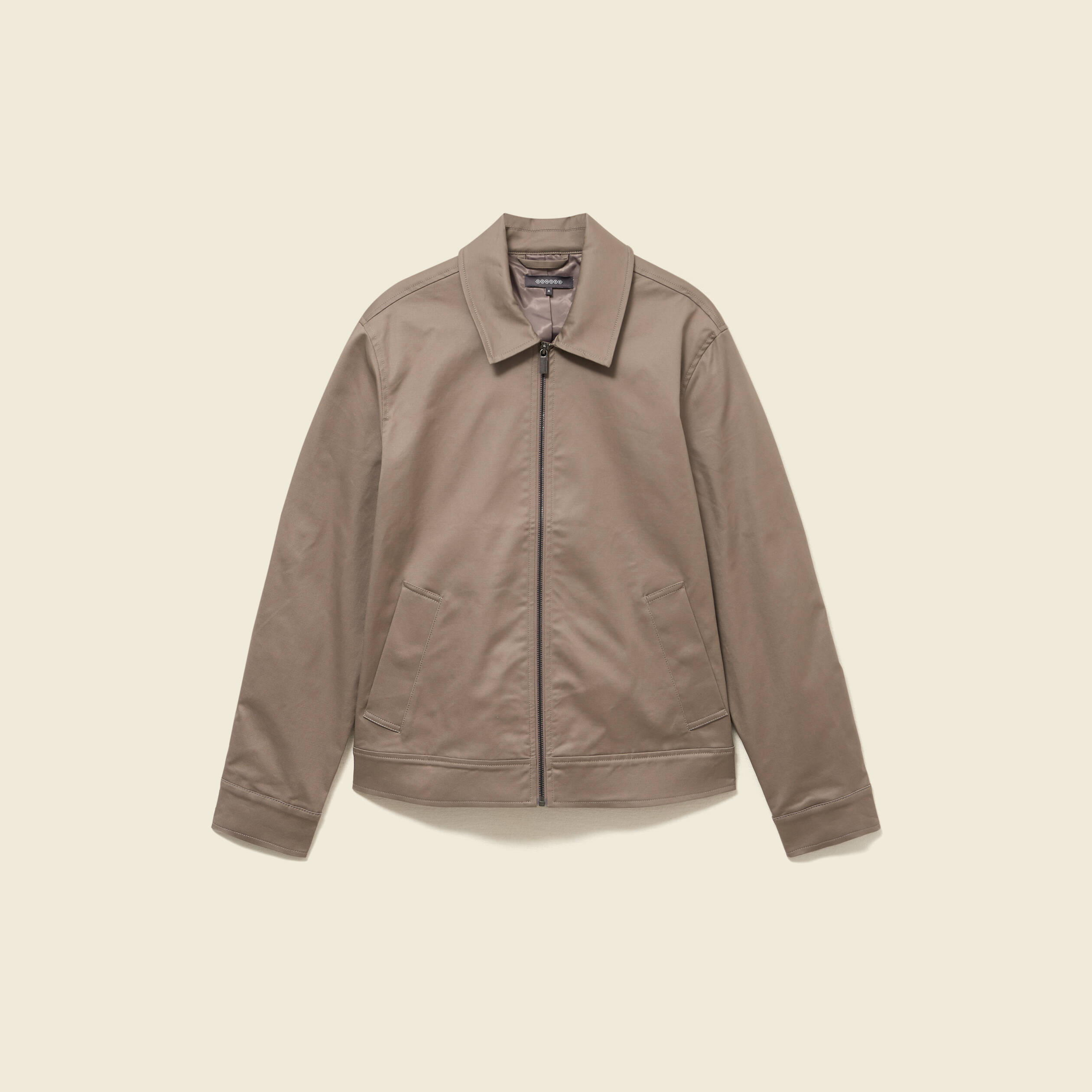Blouson manches longues doubl&eacute; taupe homme
