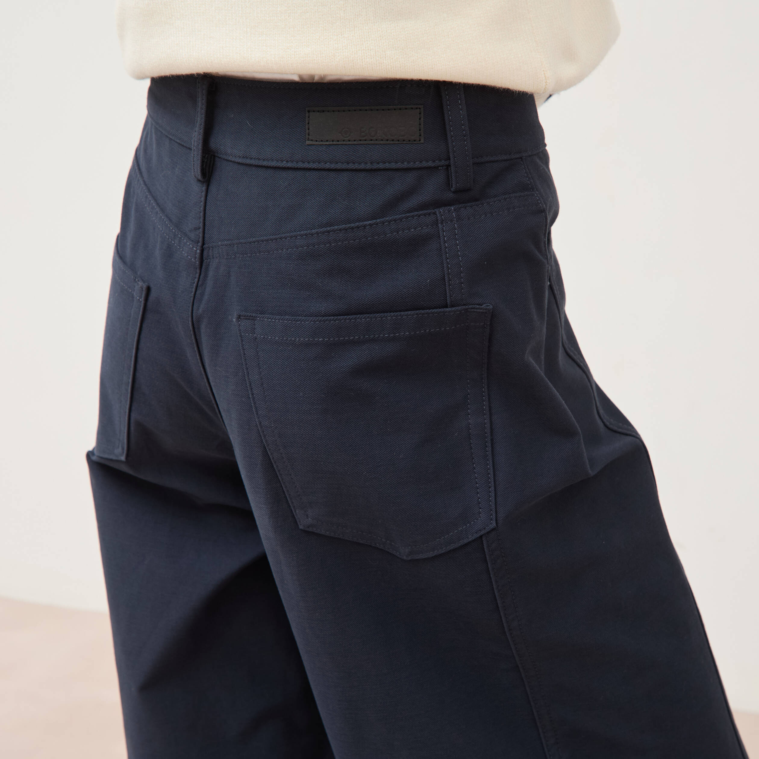 Pantalon coupe regular bleu marine femme