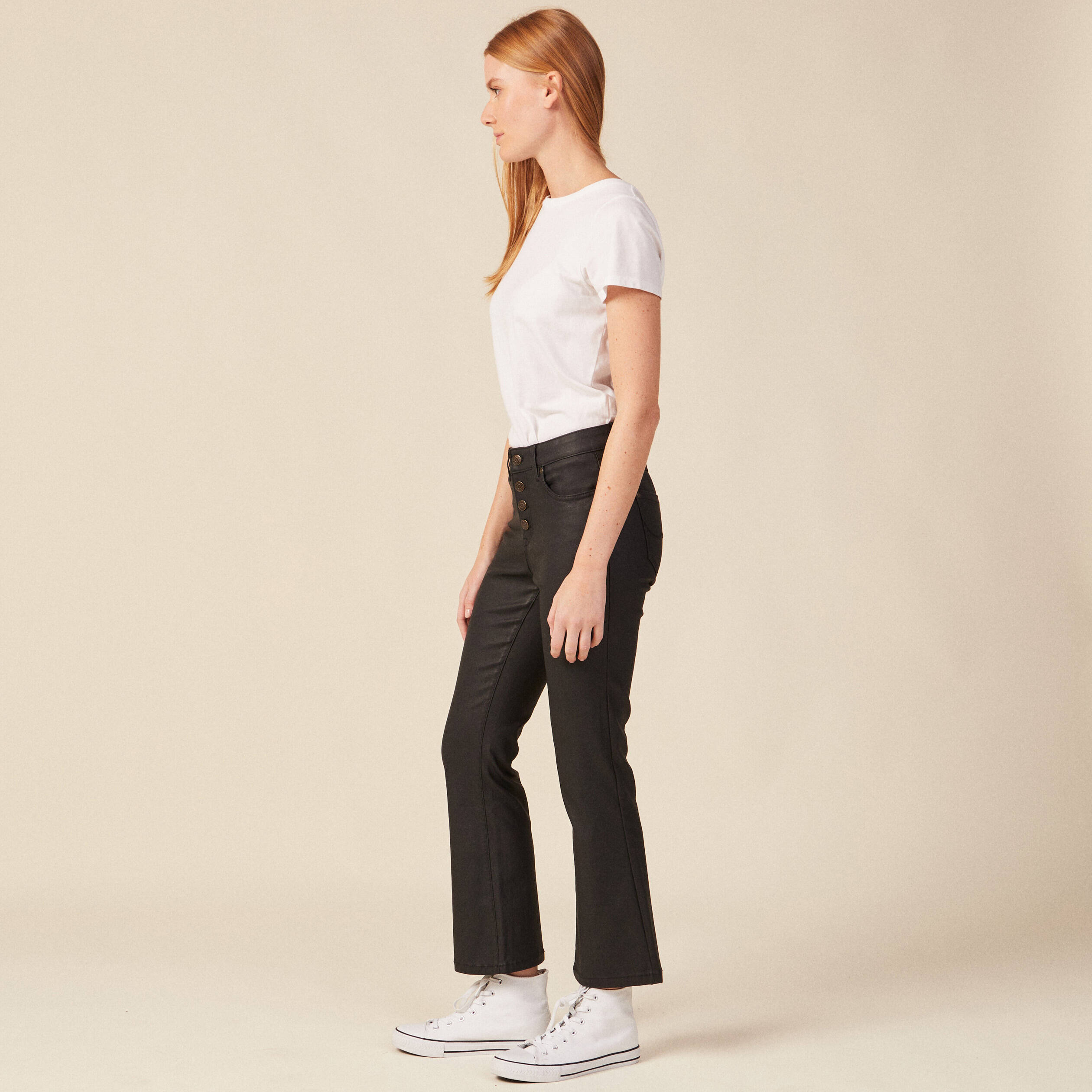 Pantalon enduit bootcut femme deals