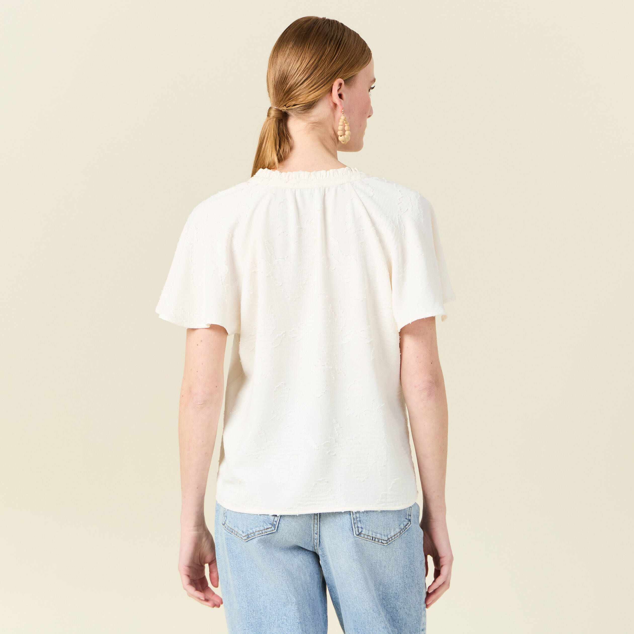Blouse manches courtes blanc femme