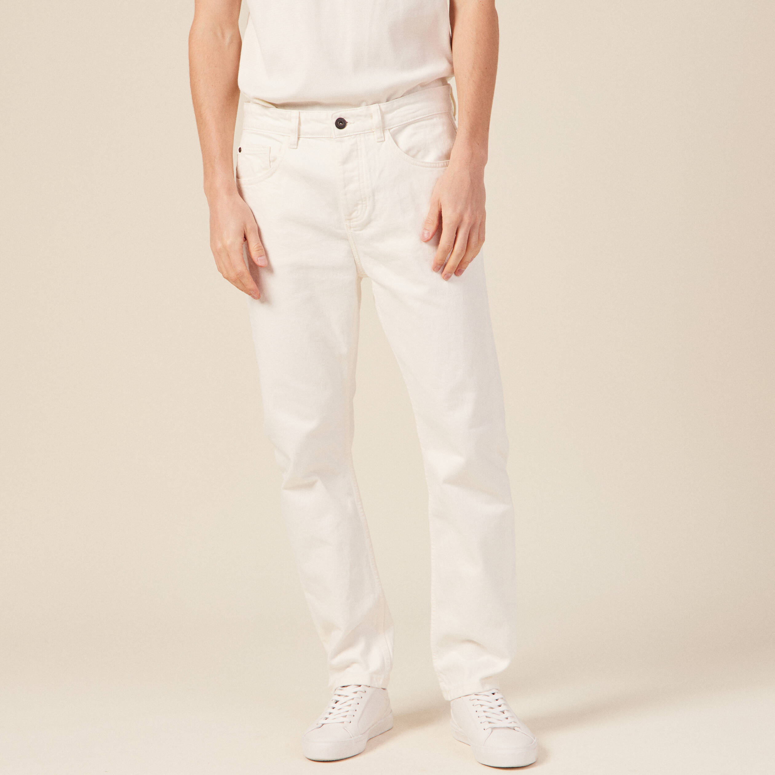 jeans straight 5 poches denim blanc homme Jeans straight 5 poches denim blanc homme