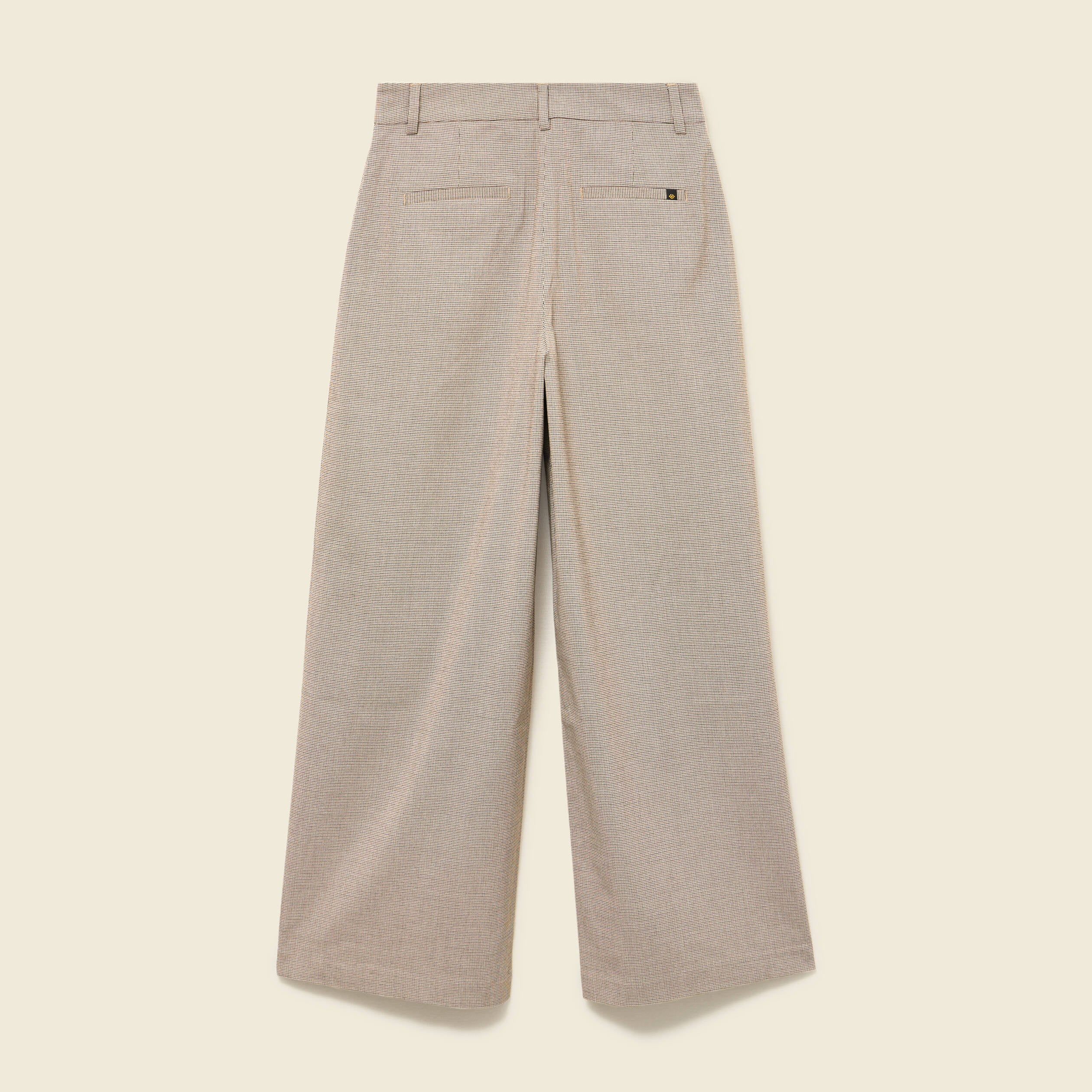 Pantalon large taille haute fluide beige femme