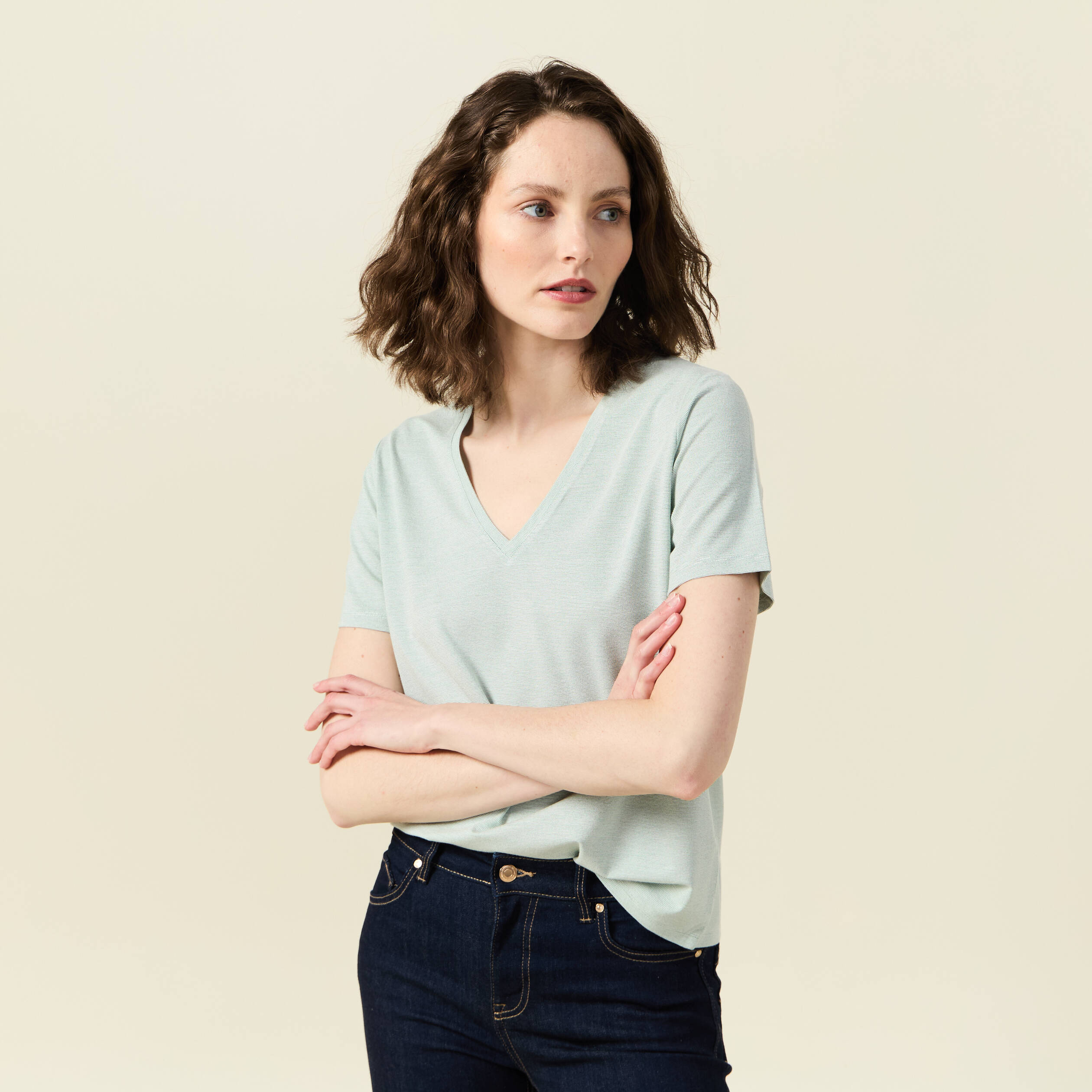 T-shirt manches courtes vert clair femme