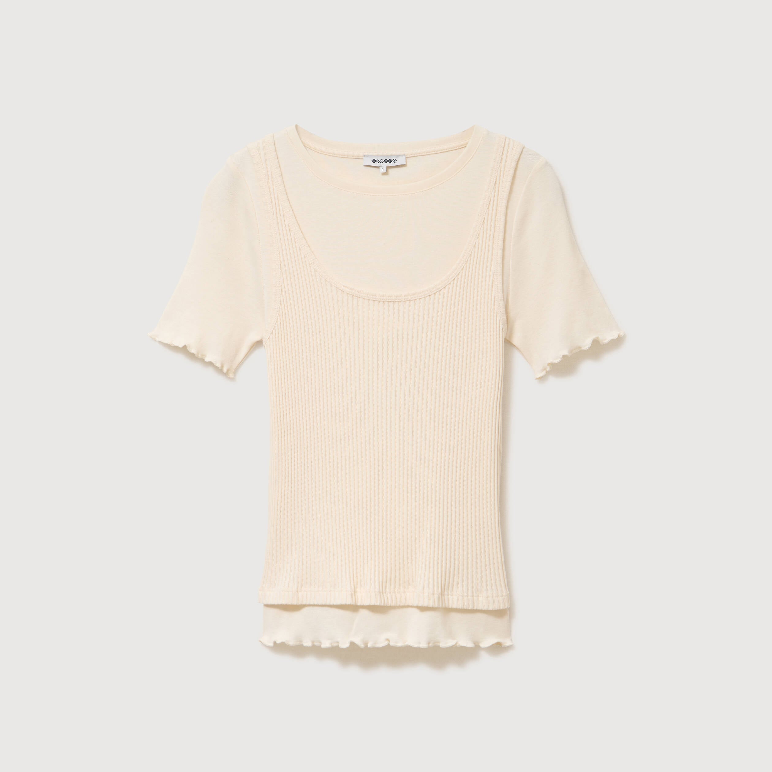 T-shirt ajust&eacute; col rond ivoire femme