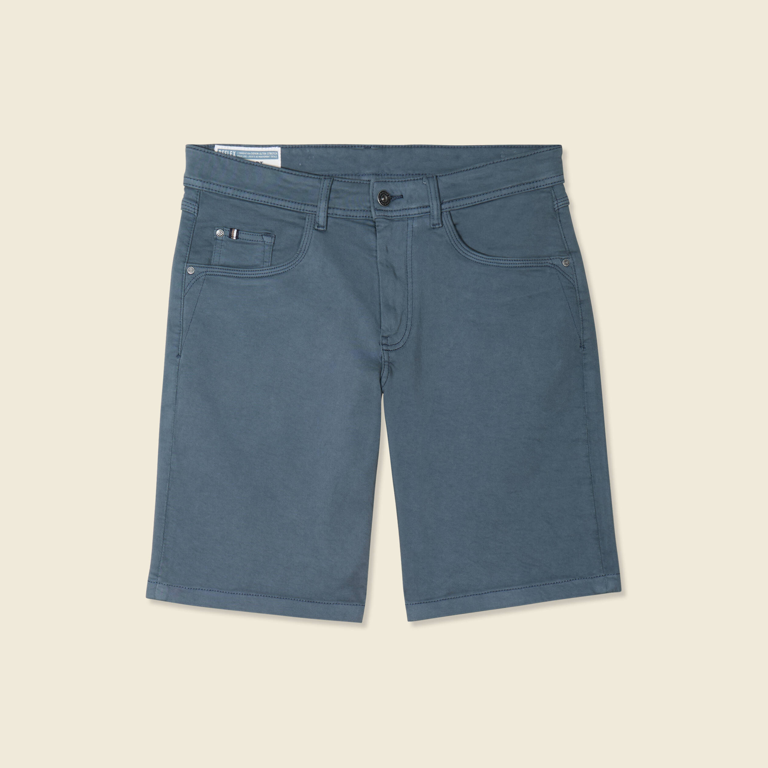Bermuda droit 5 poches vert fonc&eacute; homme