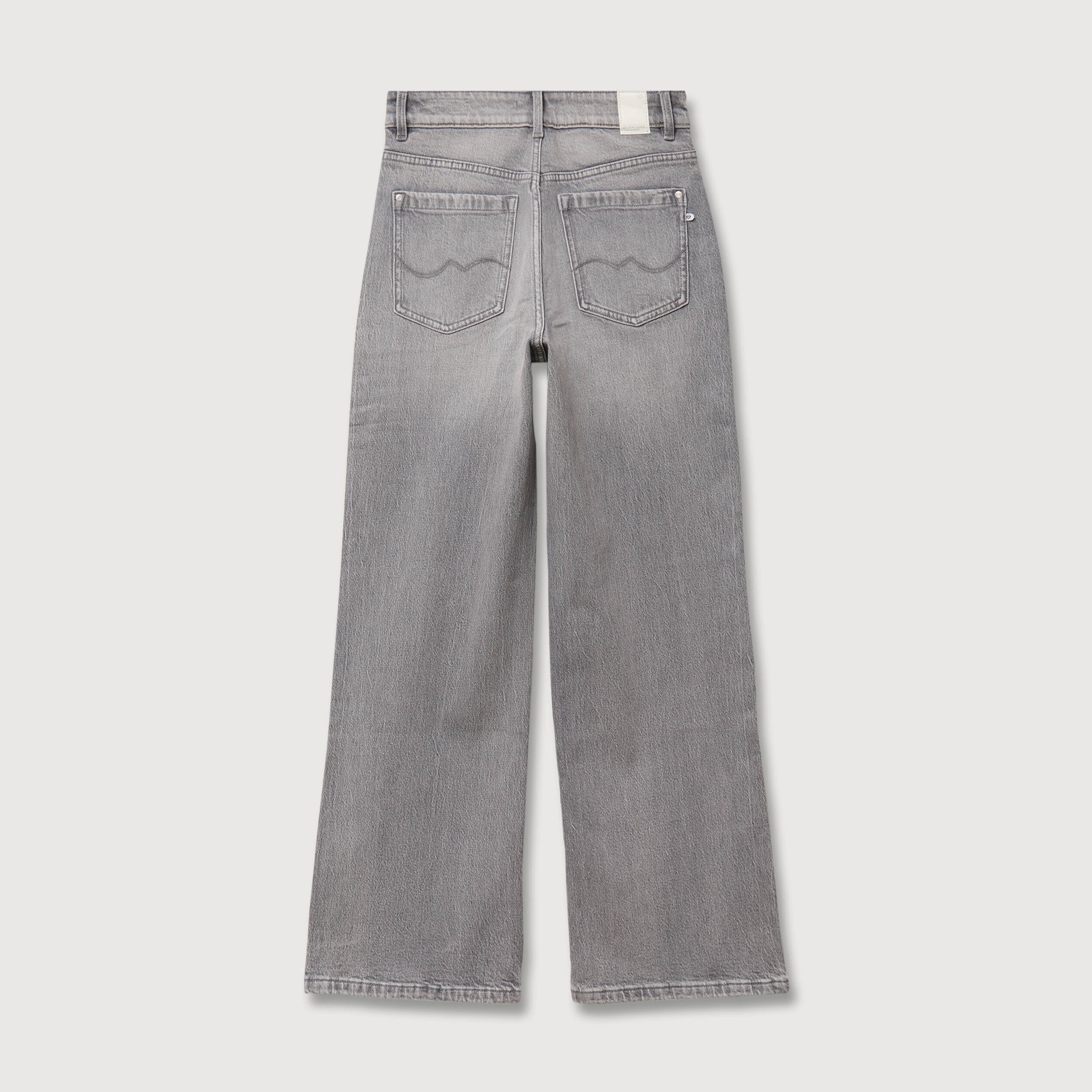 Jeans large taille haute denim gris femme