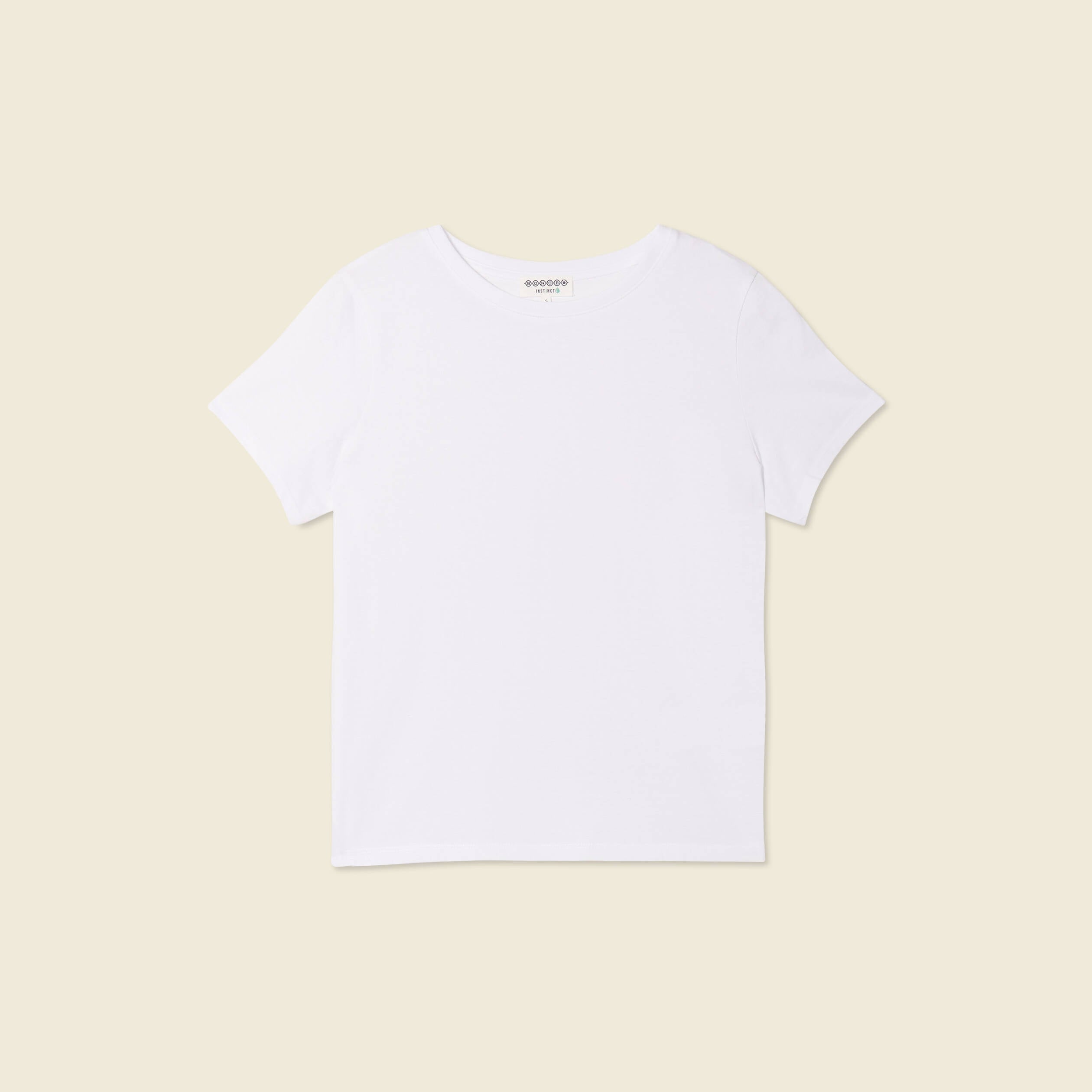 T-shirt cintr&eacute; col rond manches courtes blanc femme