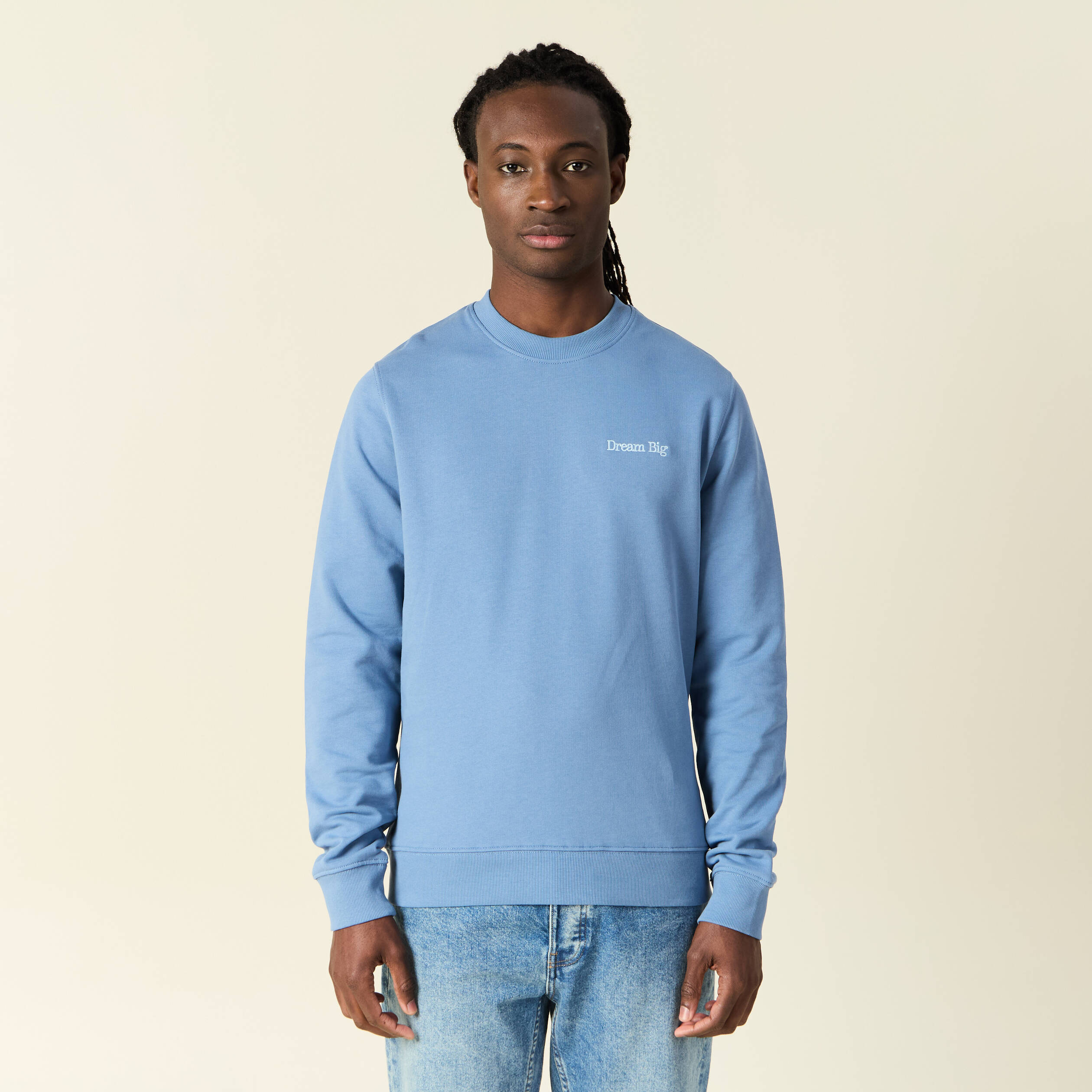 Sweat manches longues bleu gris homme