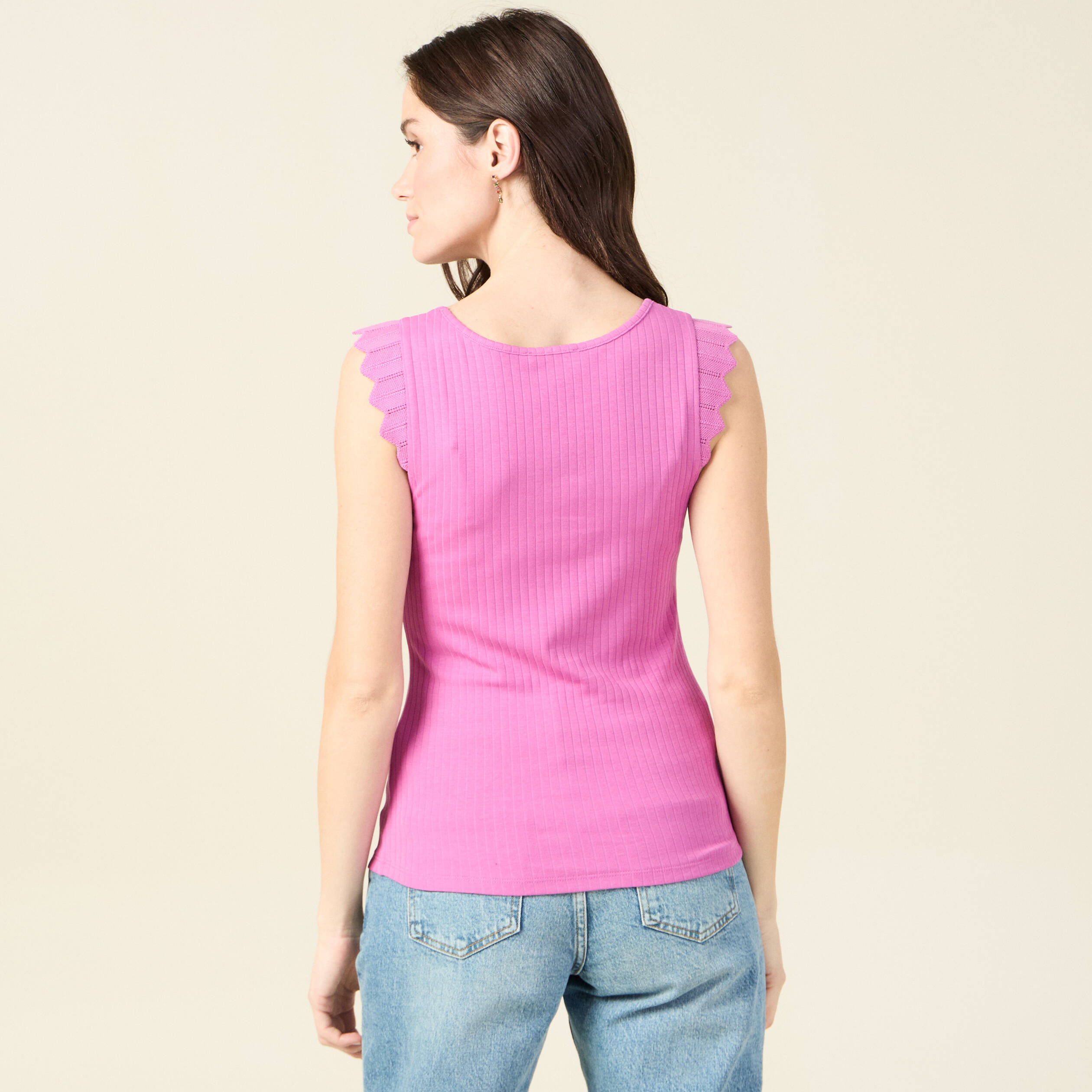 debardeur bretelles larges rose framboise femme Débardeur bretelles larges rose framboise femme