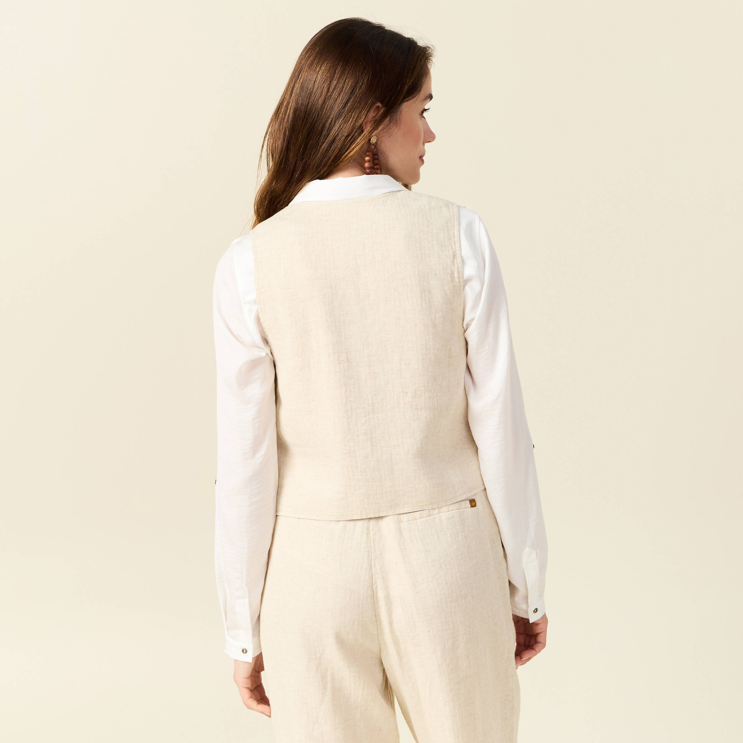 Gilet ajust&eacute; sans manches doubl&eacute; sable femme
