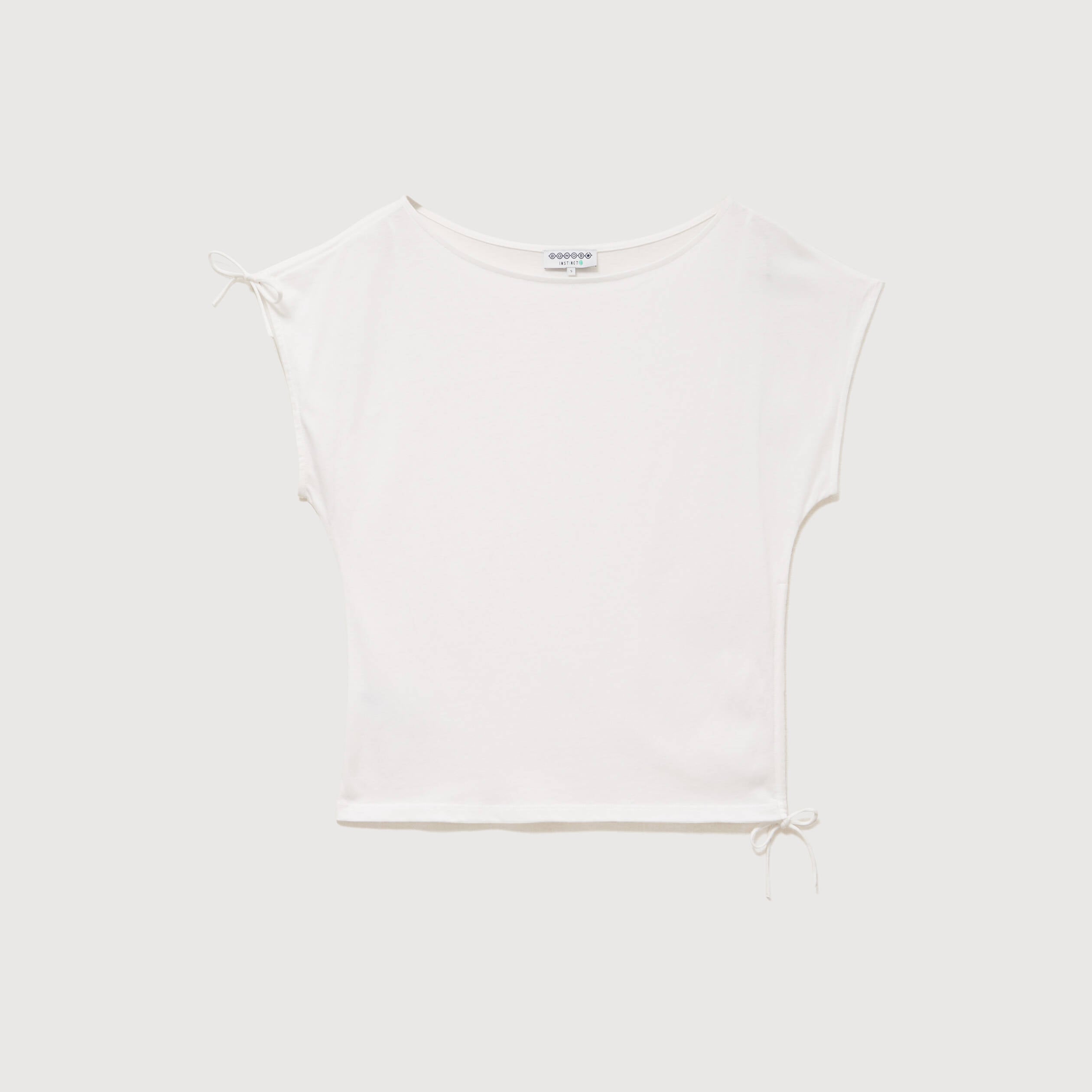 T-shirt col bateau manches courtes ecru femme