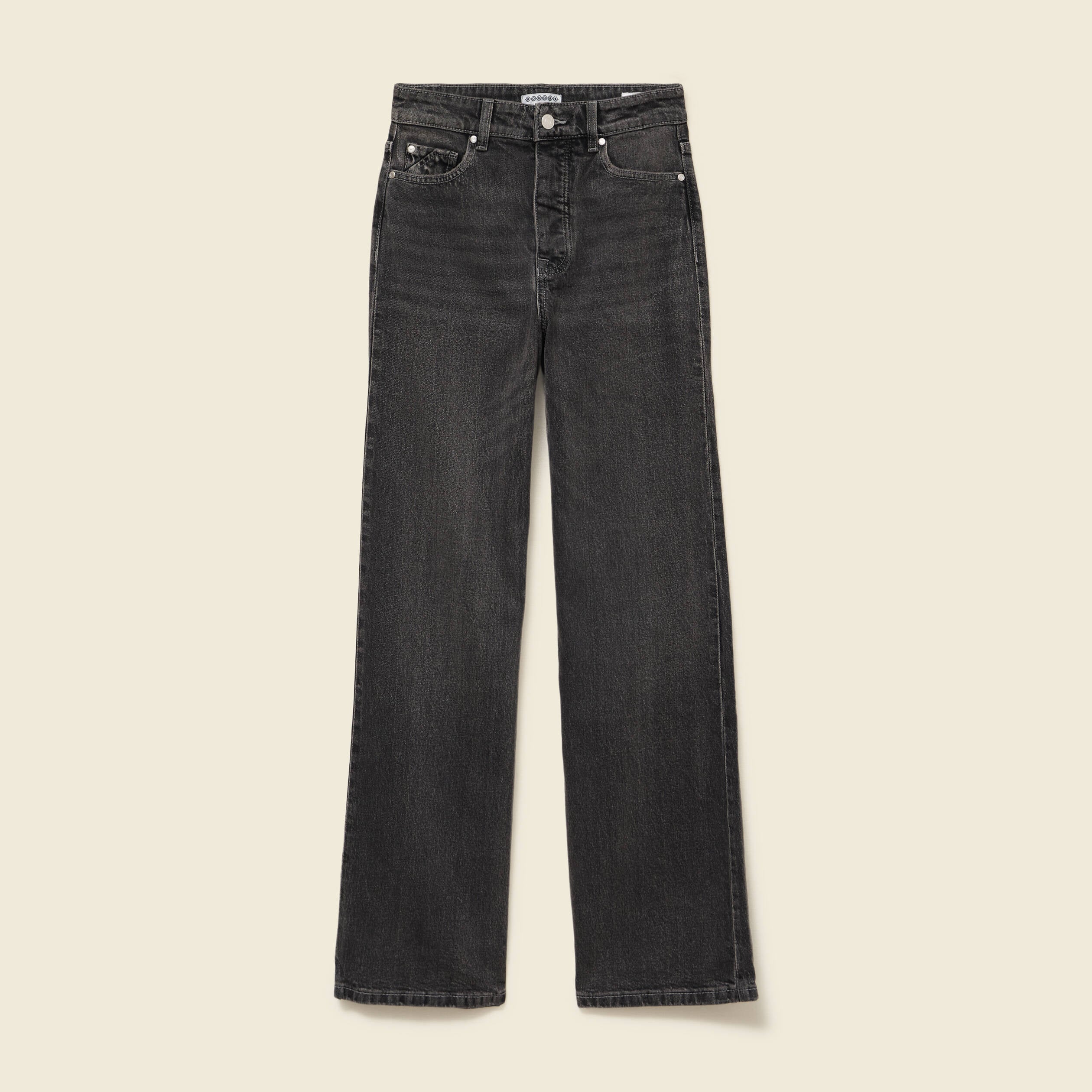 Jeans large taille haute denim snow gris femme