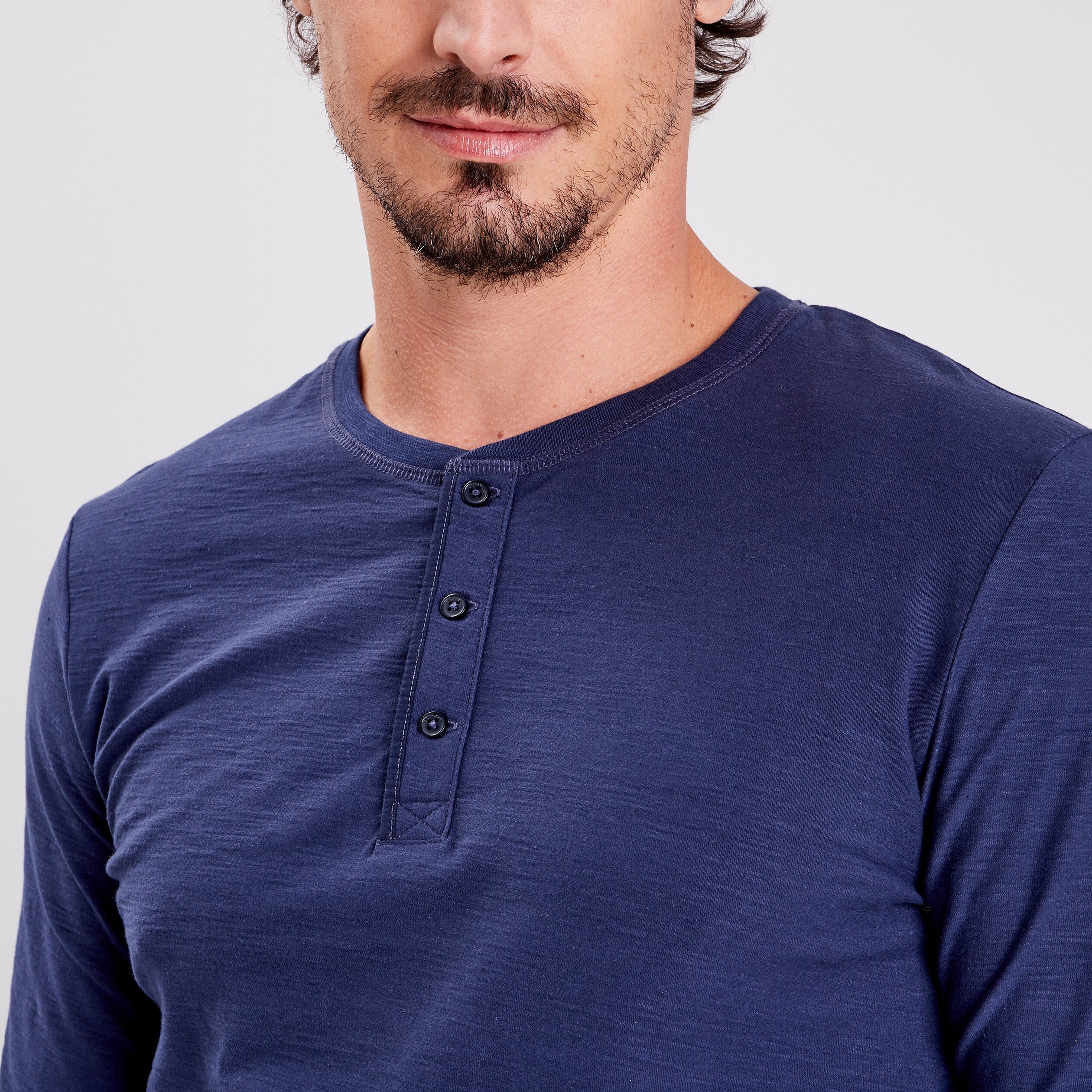 T shirt manches longues bleu marine homme Vibs