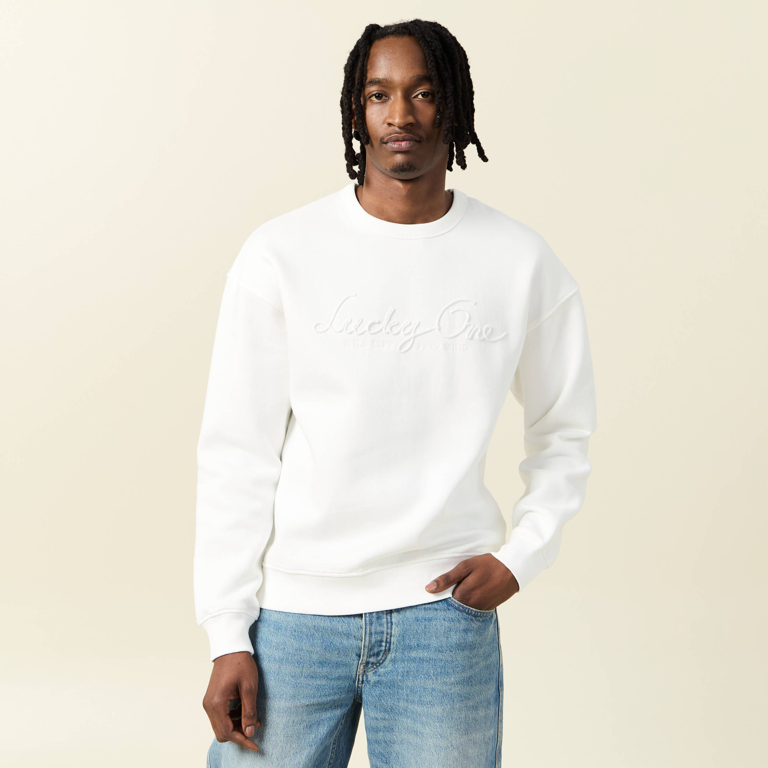 Sweat manches longues ecru homme