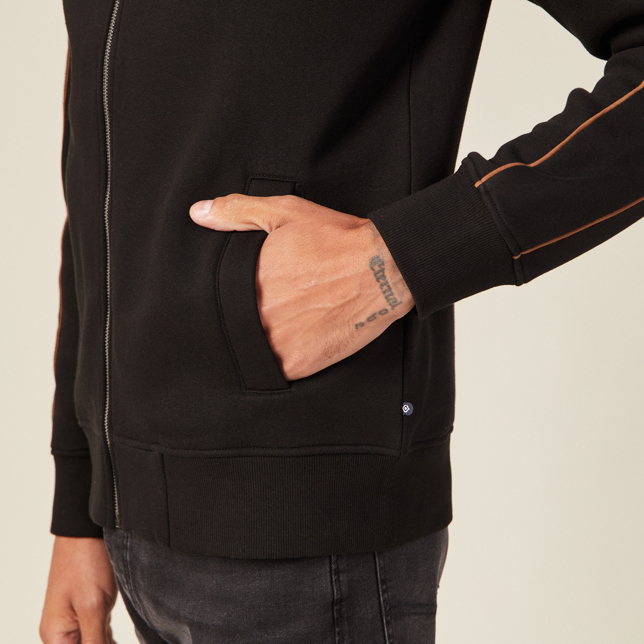 Gilet zippé col montant noir homme