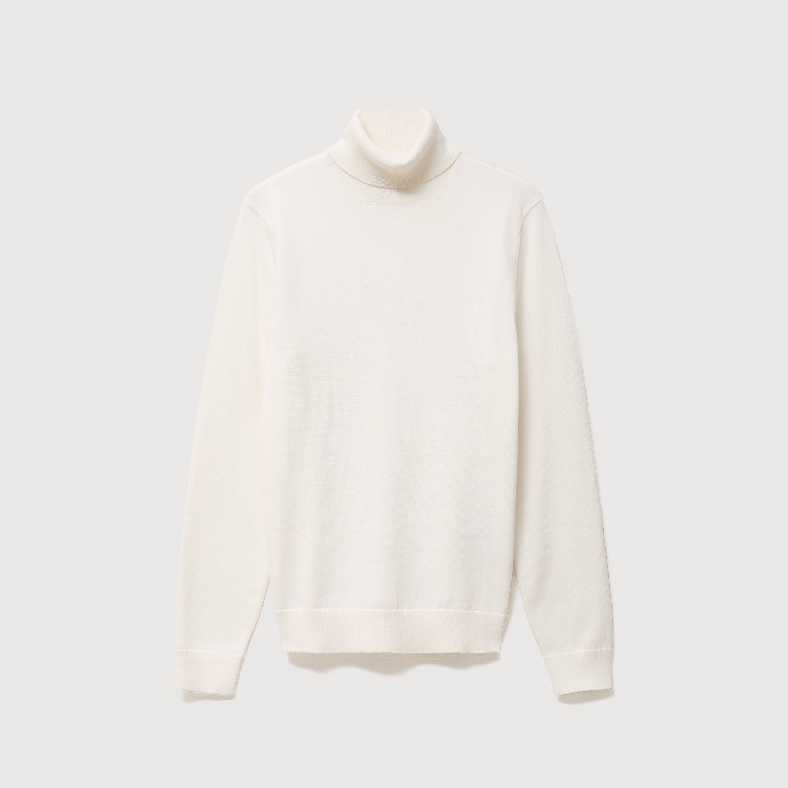 Pull fin col montant manches longues ecru homme