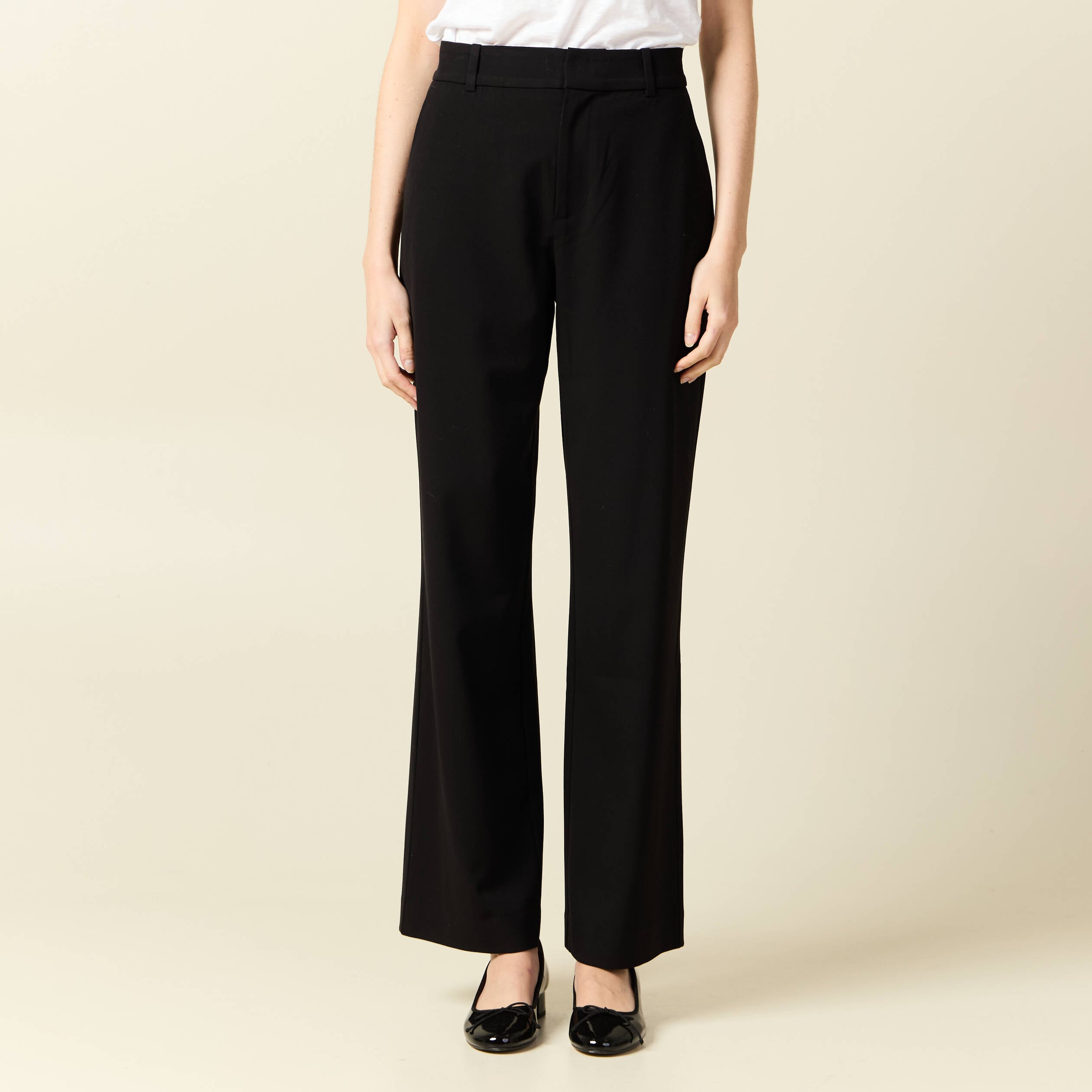 Pantalon straight taille haute noir femme