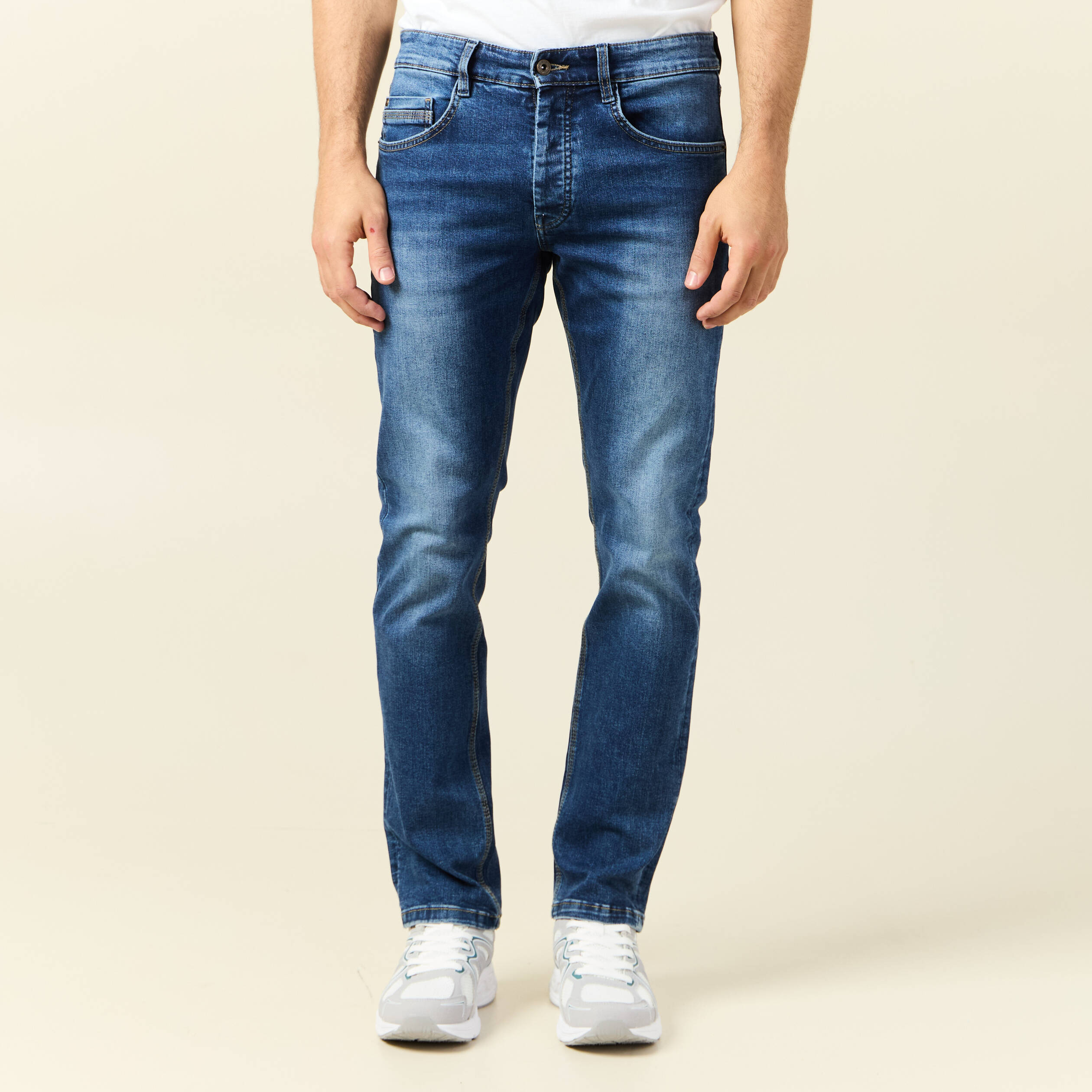 Jeans straight éco-responsable denim stone homme