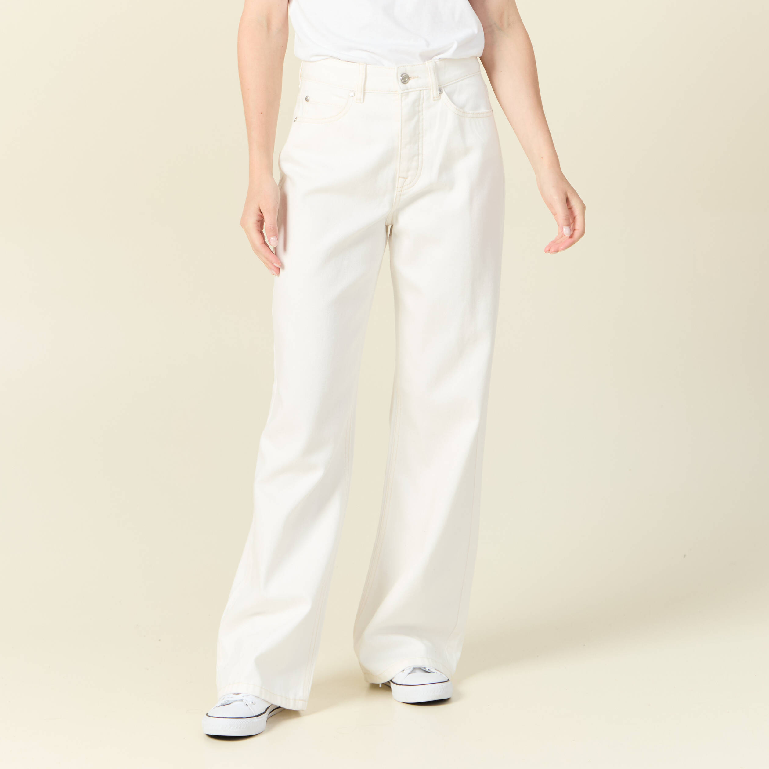 jeans large eco responsable denim blanc femme Jeans large éco-responsable denim blanc femme