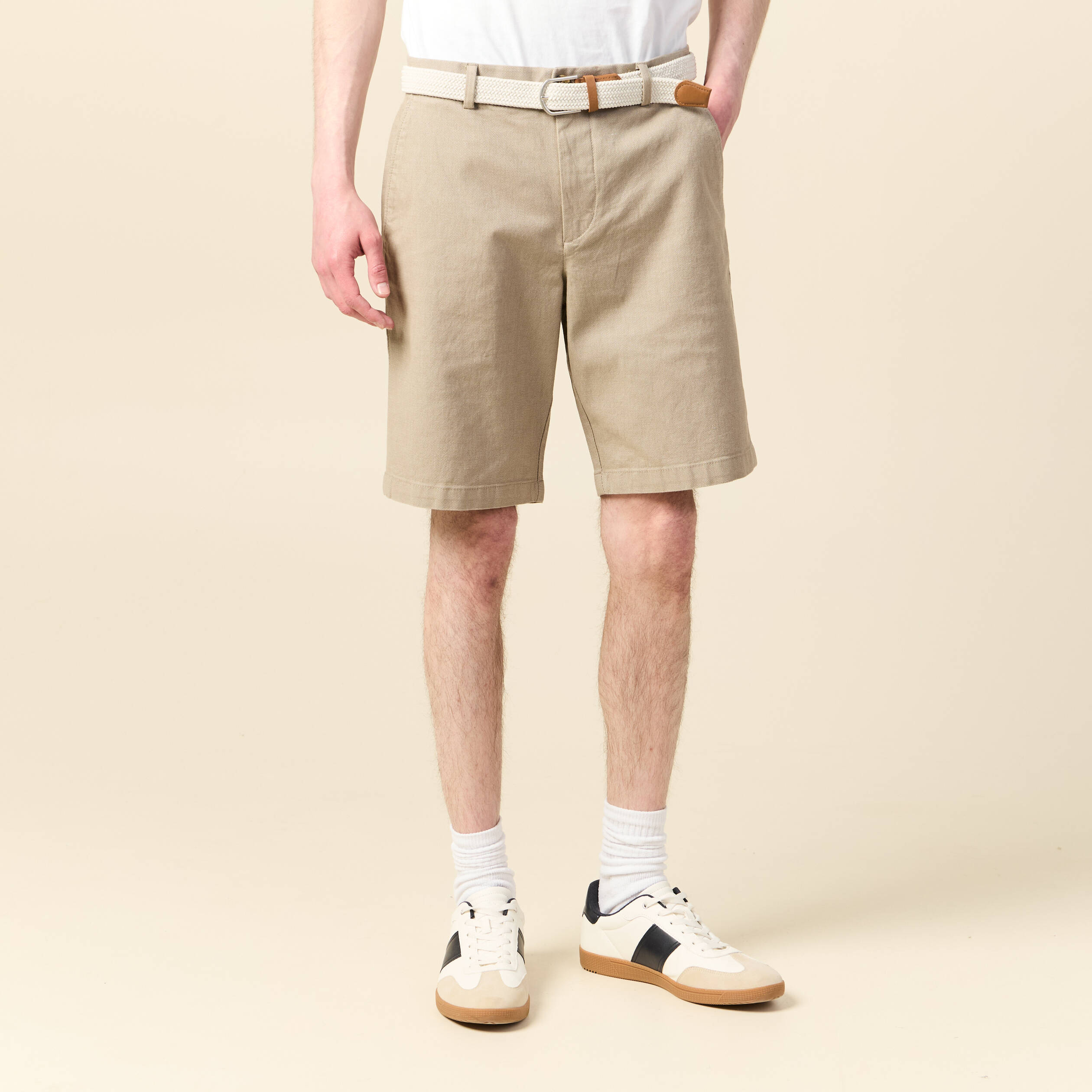 Bermuda droit chino ceinture sable homme