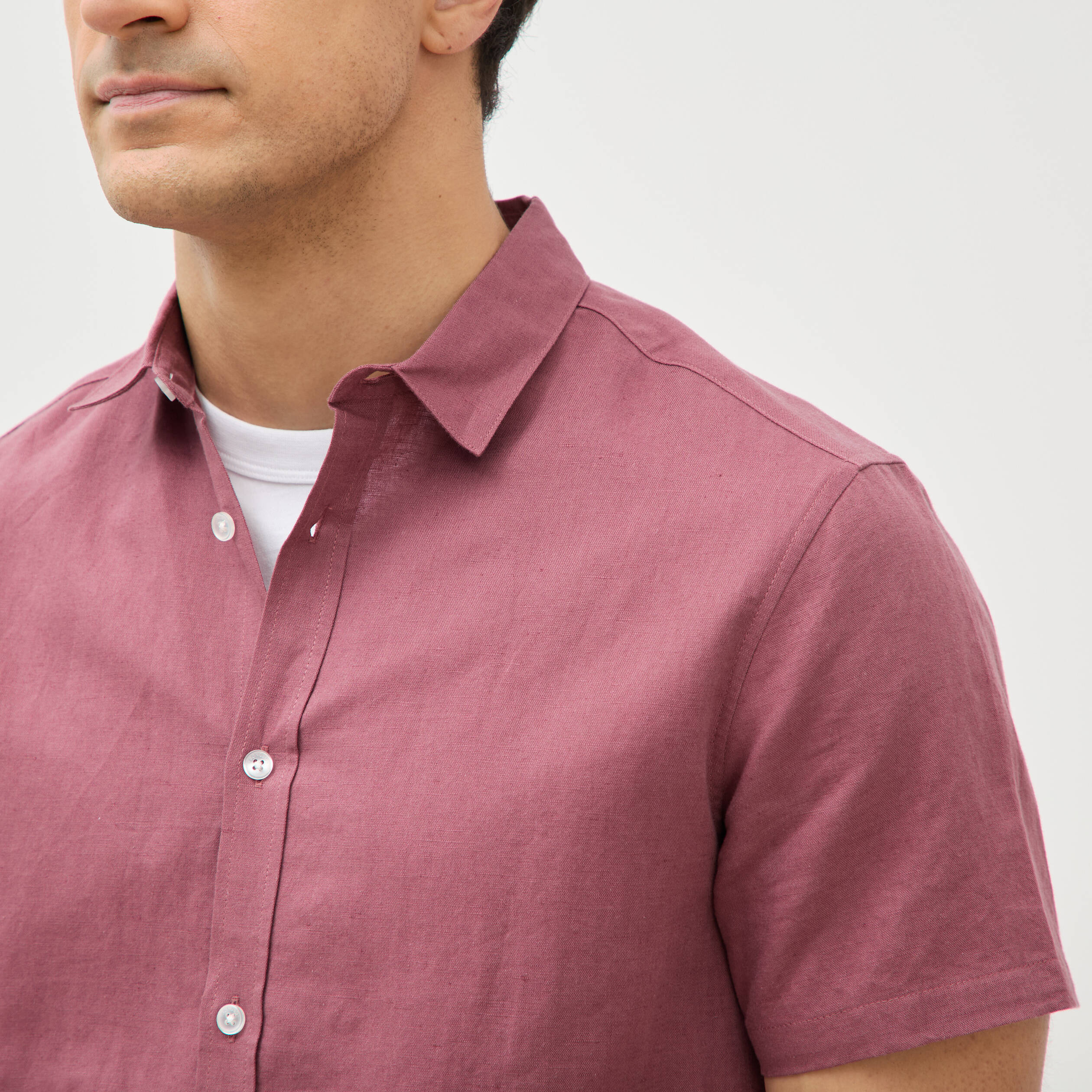 Chemise manches courtes vieux rose homme