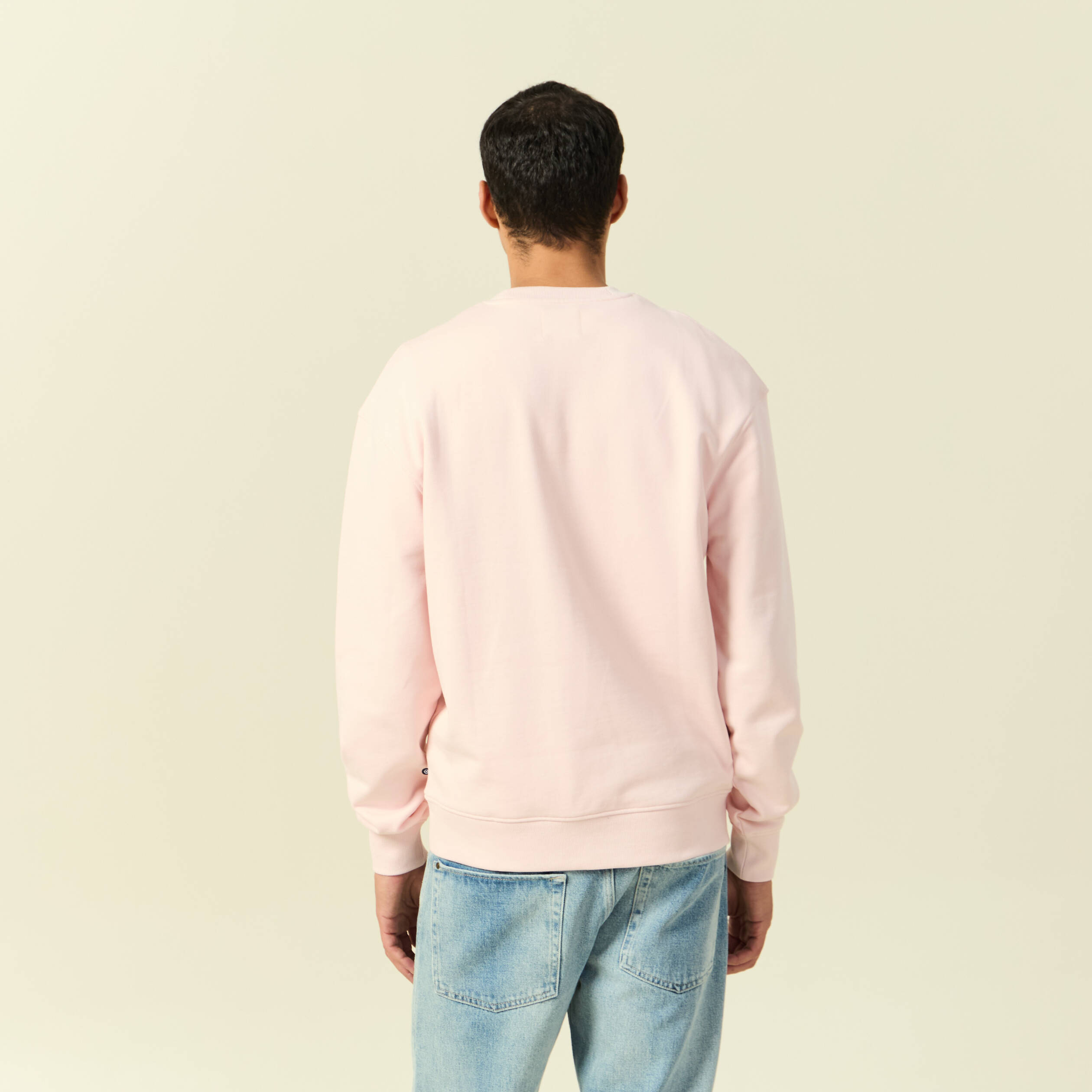 Sweat manches longues en coton rose poudr&eacute;e homme