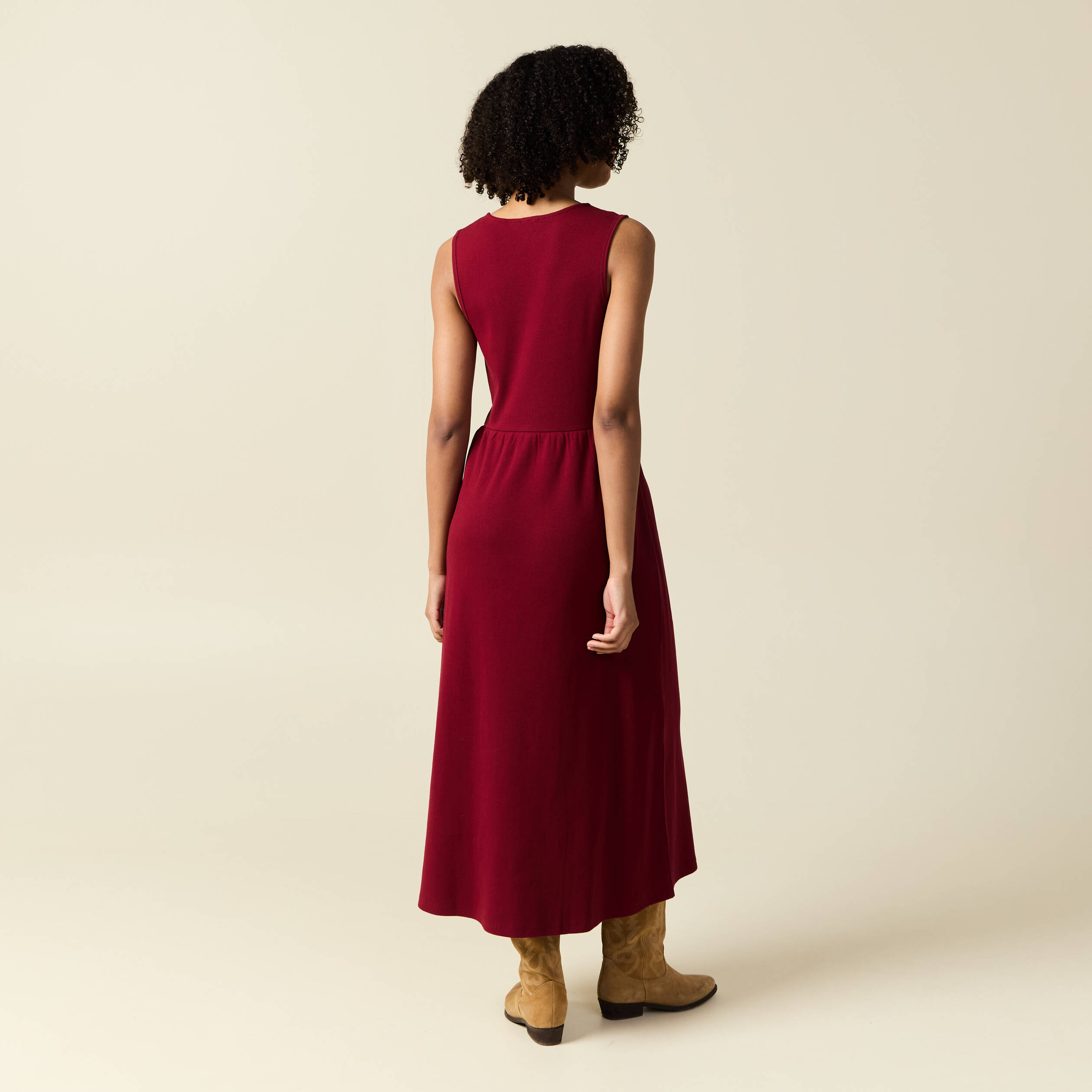 robe longue droite boutons rouge femme Robe longue droite boutons rouge femme