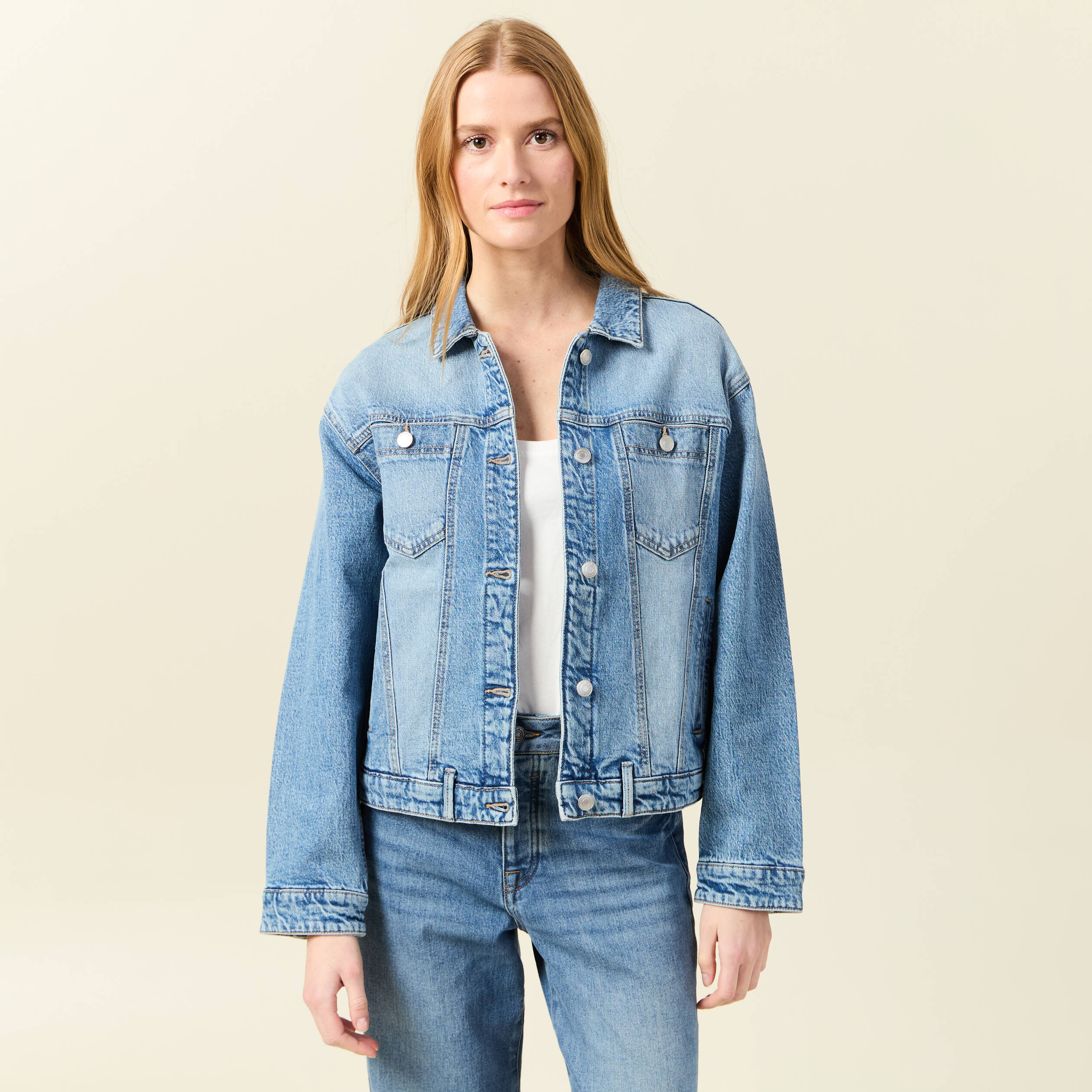 Veste oversize en jean denim used femme
